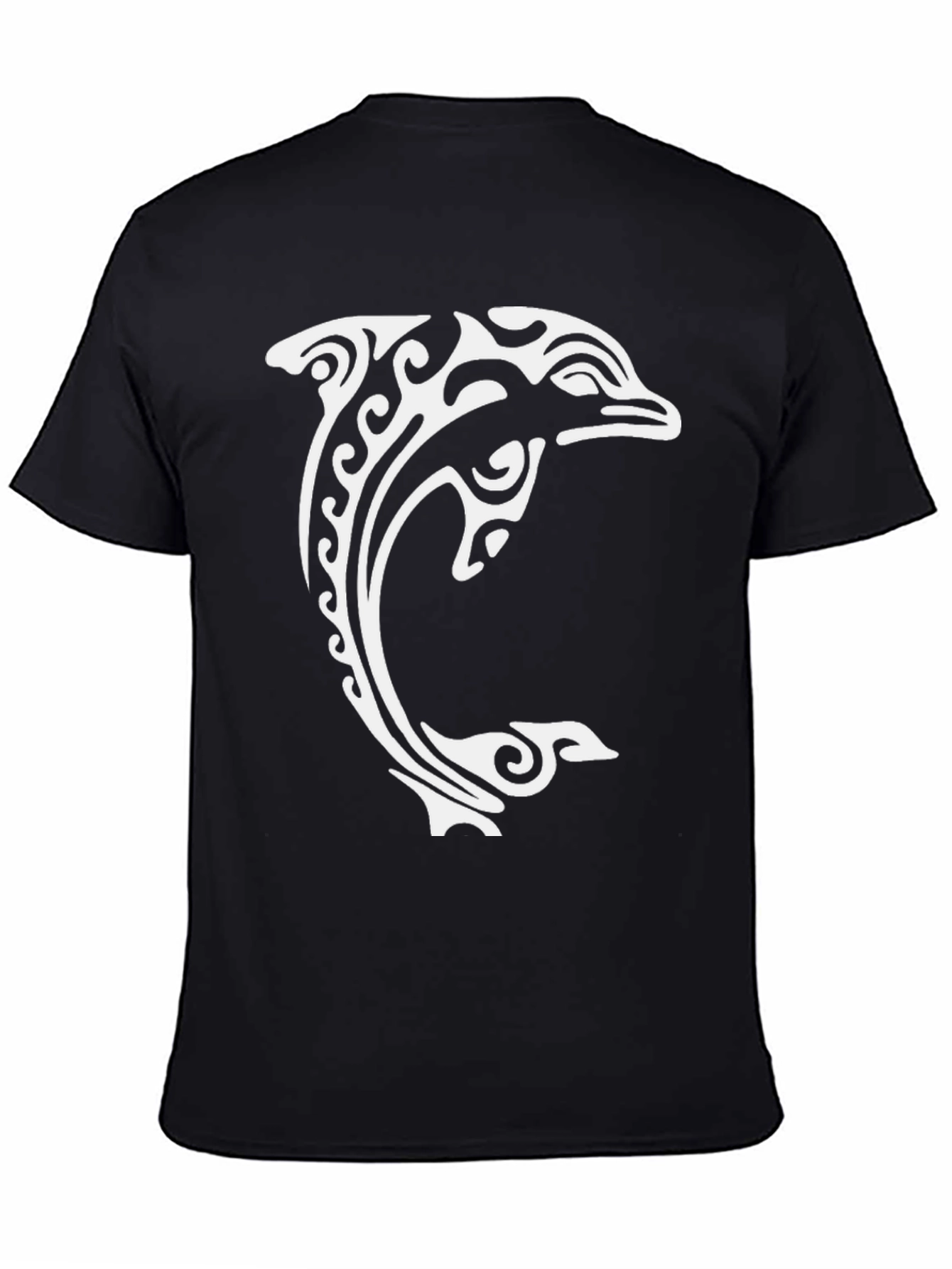 Tribal Dolphin Graphic Tee - Black Cotton Comfort