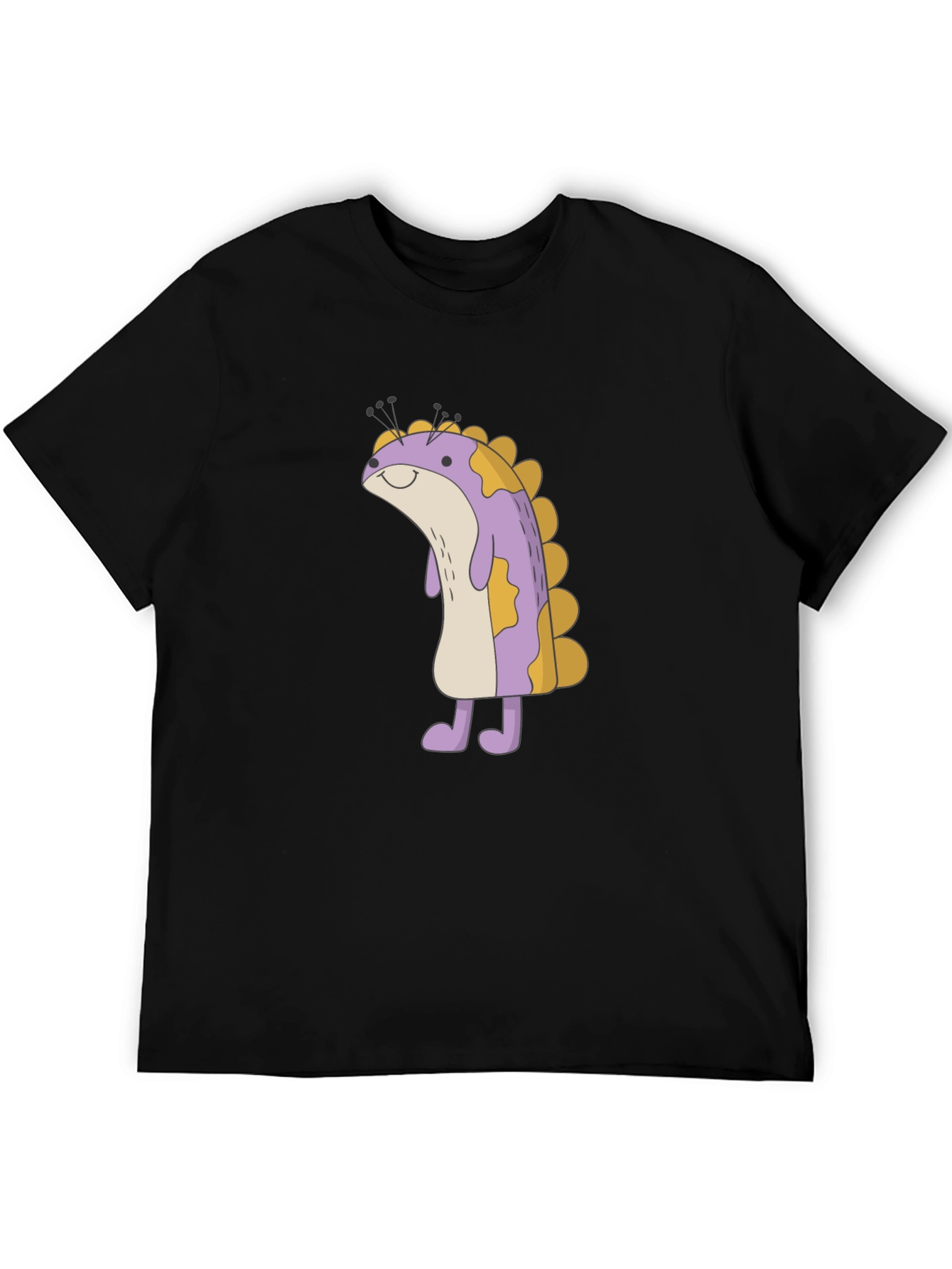 Cute Monster Cartoon Graphic Black T-Shirt