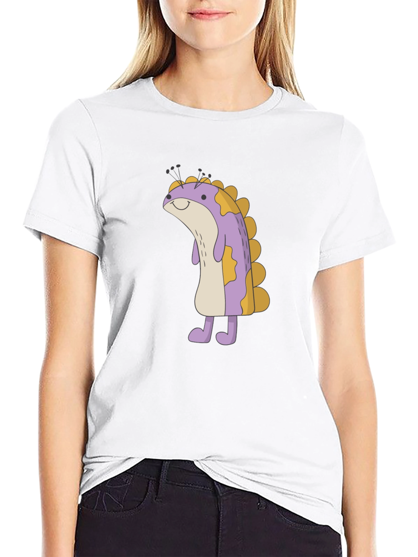 Cute Monster Cartoon Graphic Black T-Shirt