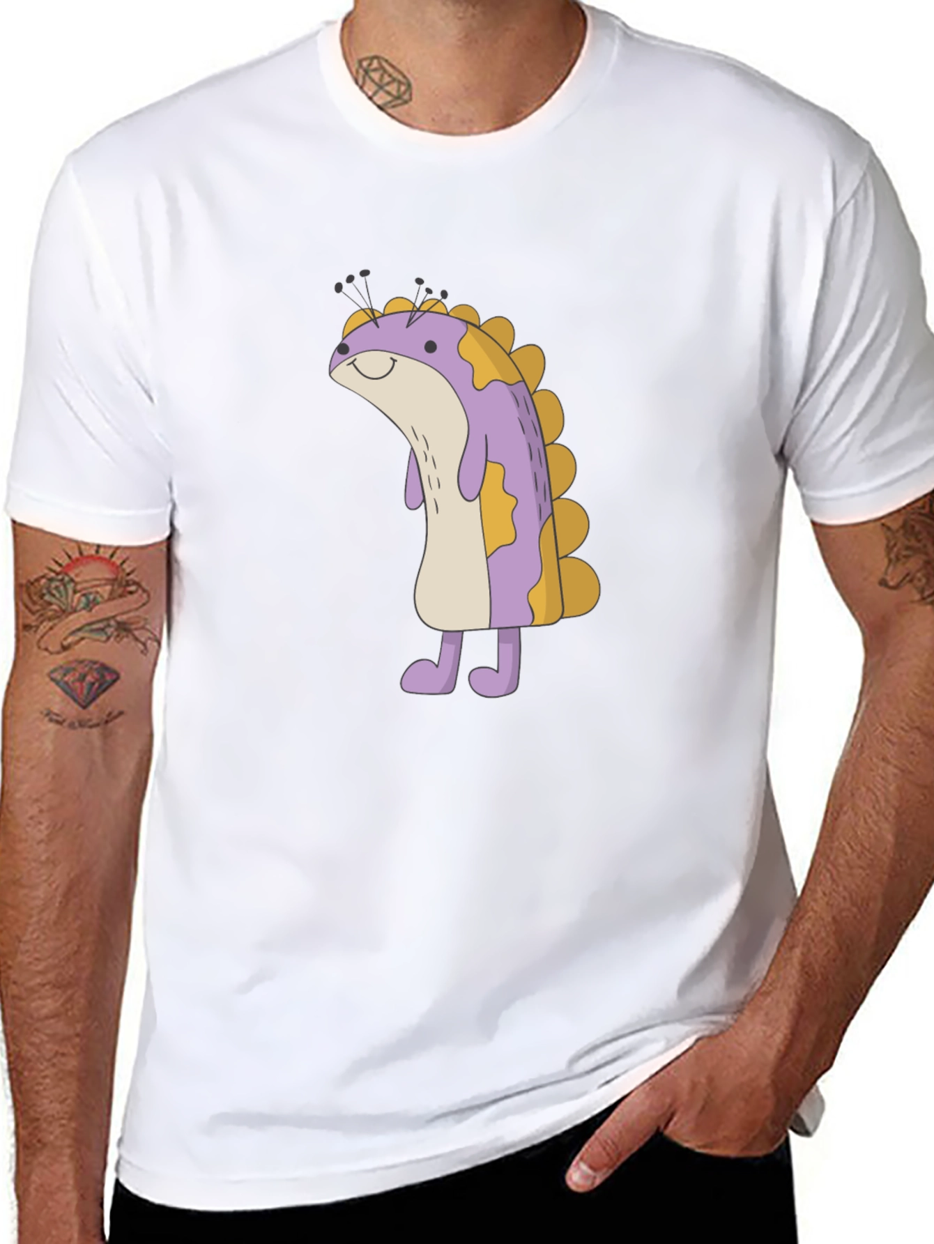 Cute Monster Cartoon Graphic Black T-Shirt