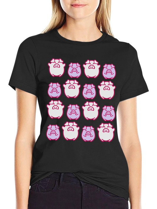Pig Pattern Black T-Shirt