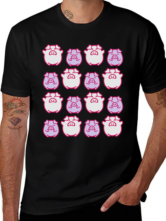Pig Pattern Black T-Shirt