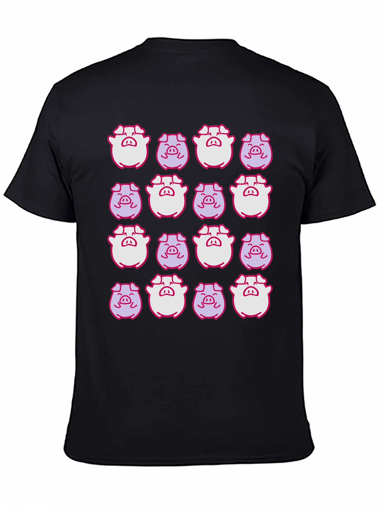 Pig Pattern Black T-Shirt