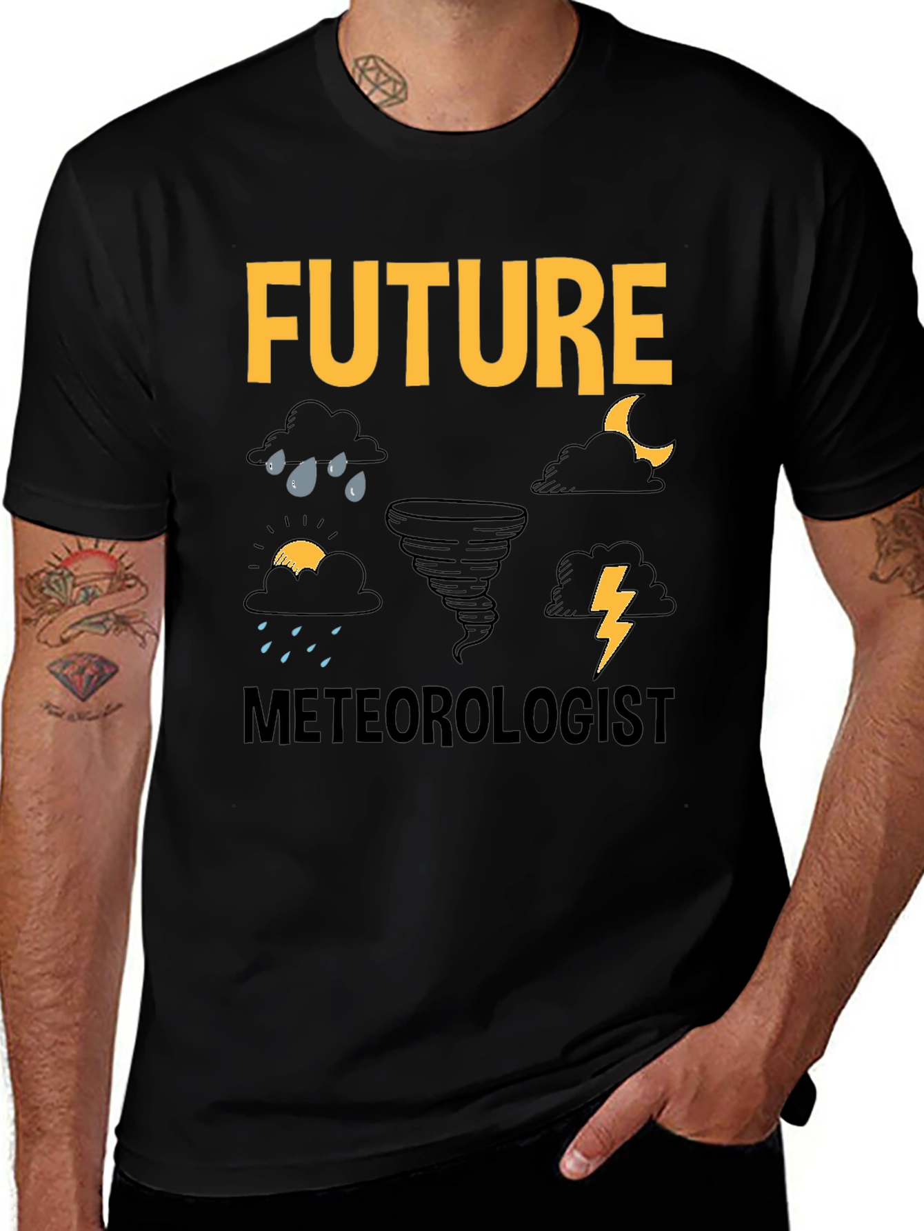 Future Meteorologist Black T-Shirt Weather Lover Tee