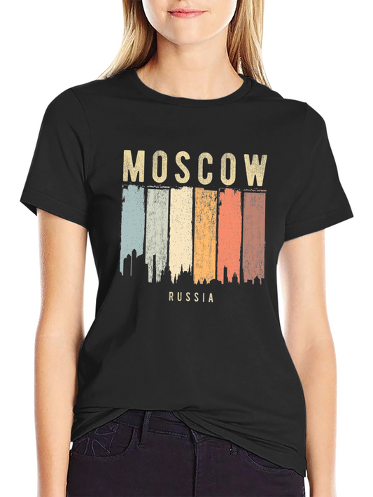 Moscow Russia Retro Cityscape T-Shirt