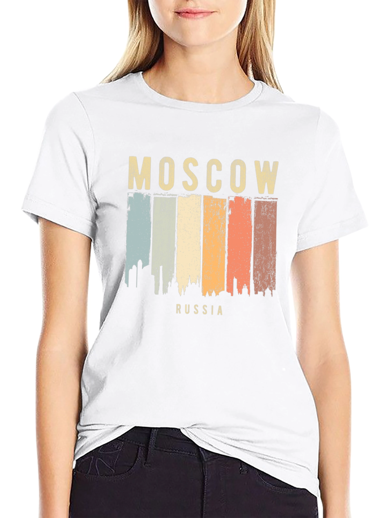 Moscow Russia Retro Cityscape T-Shirt