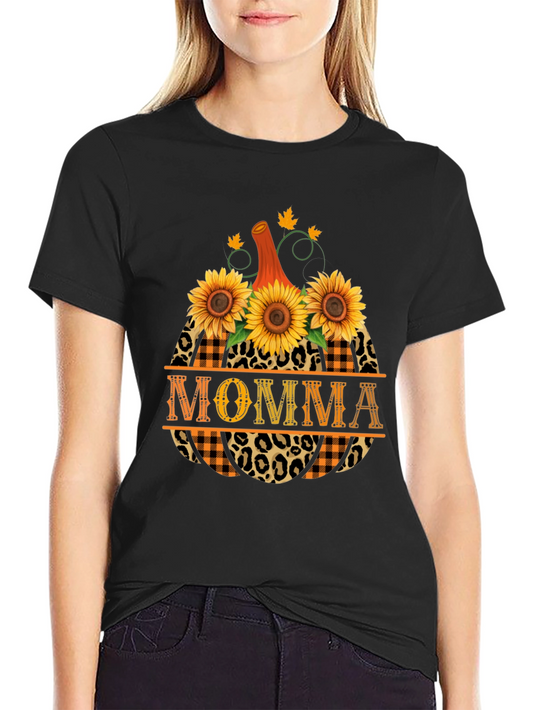Momma Pumpkin Sunflower Graphic Tee