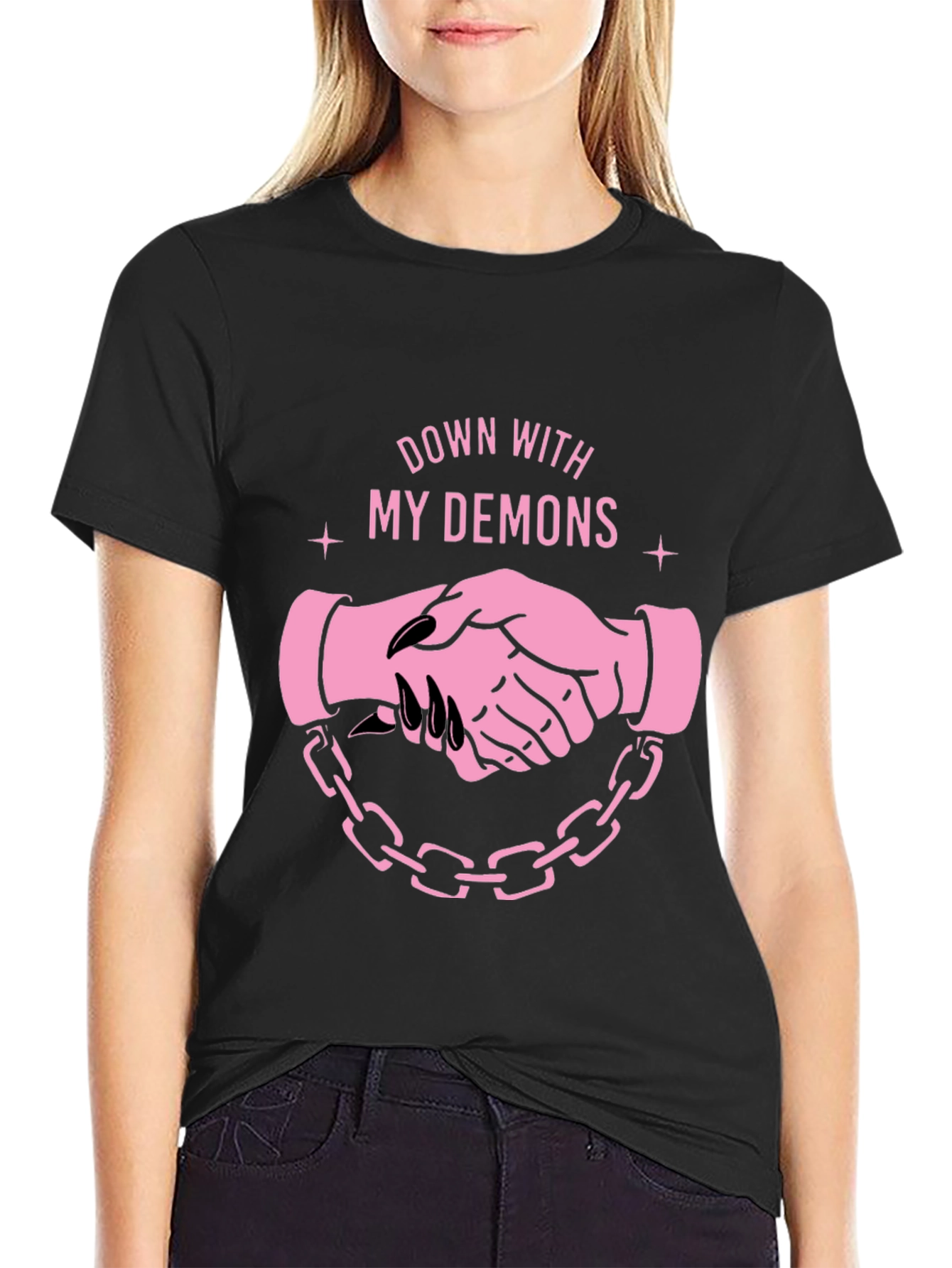 Down With My Demons Graphic Tee - Black