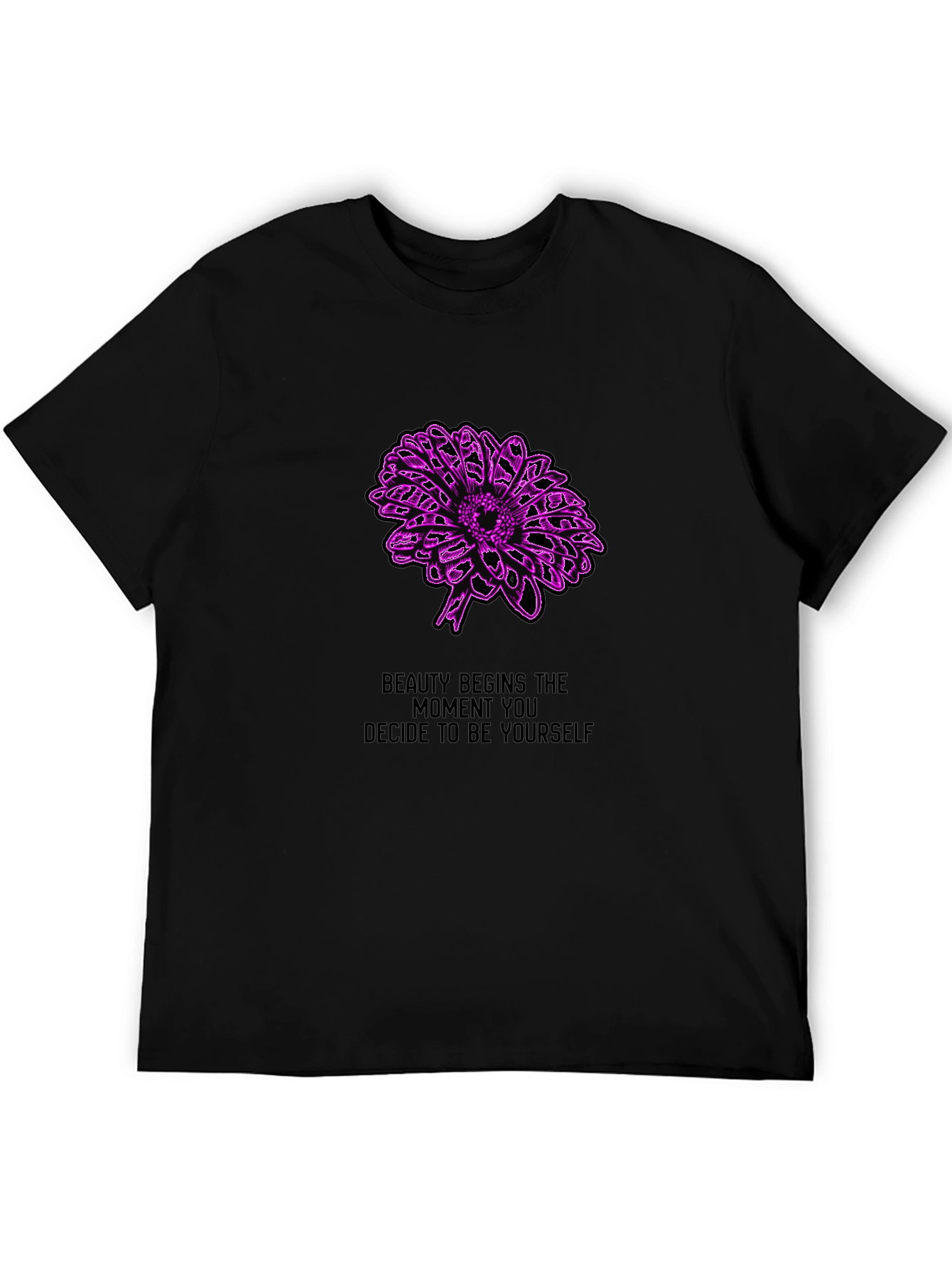 Beauty Begins Tee - Floral Graphic Black T-Shirt