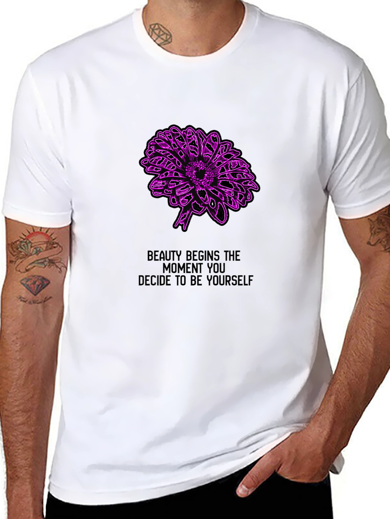 Beauty Begins Tee - Floral Graphic Black T-Shirt