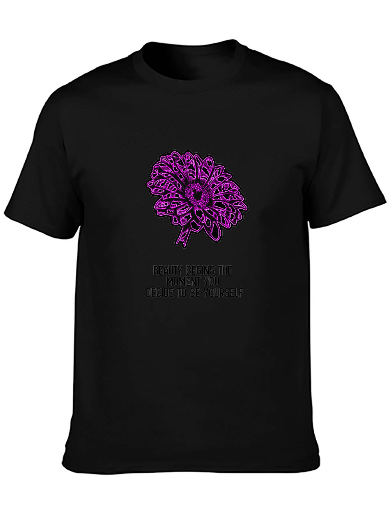 Beauty Begins Tee - Floral Graphic Black T-Shirt