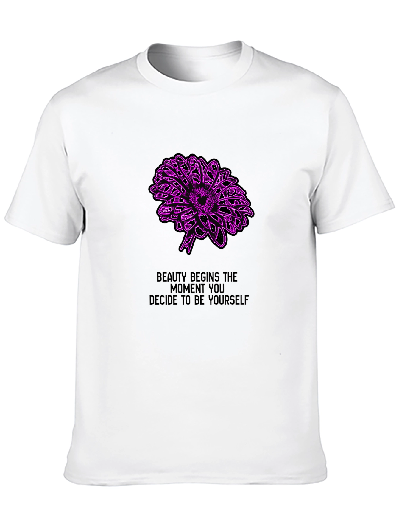 Beauty Begins Tee - Floral Graphic Black T-Shirt