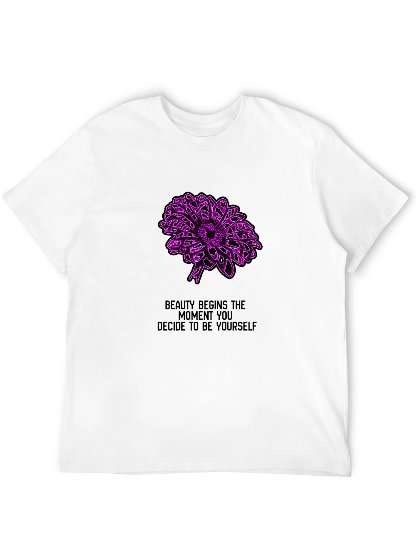 Beauty Begins Tee - Floral Graphic Black T-Shirt