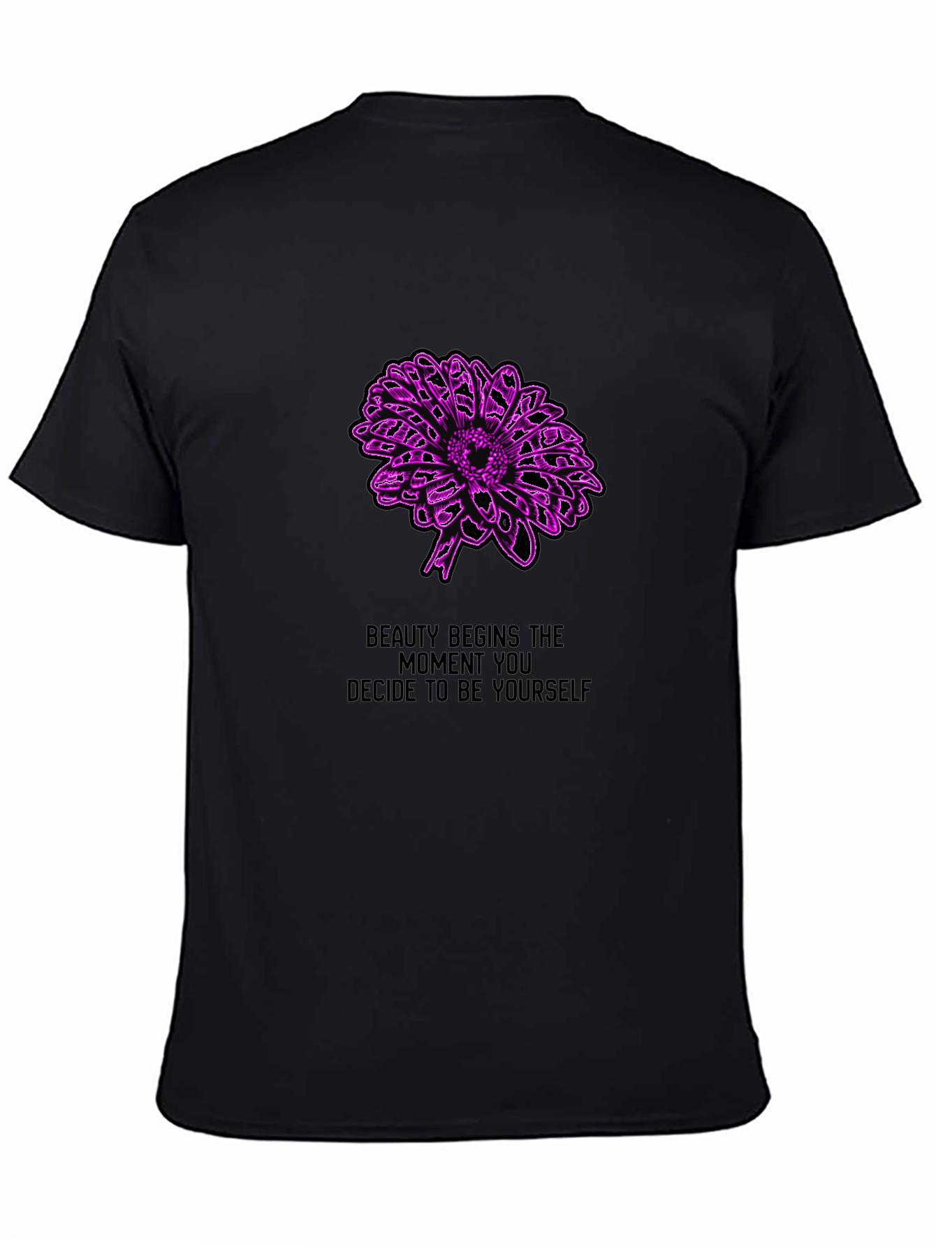 Beauty Begins Tee - Floral Graphic Black T-Shirt