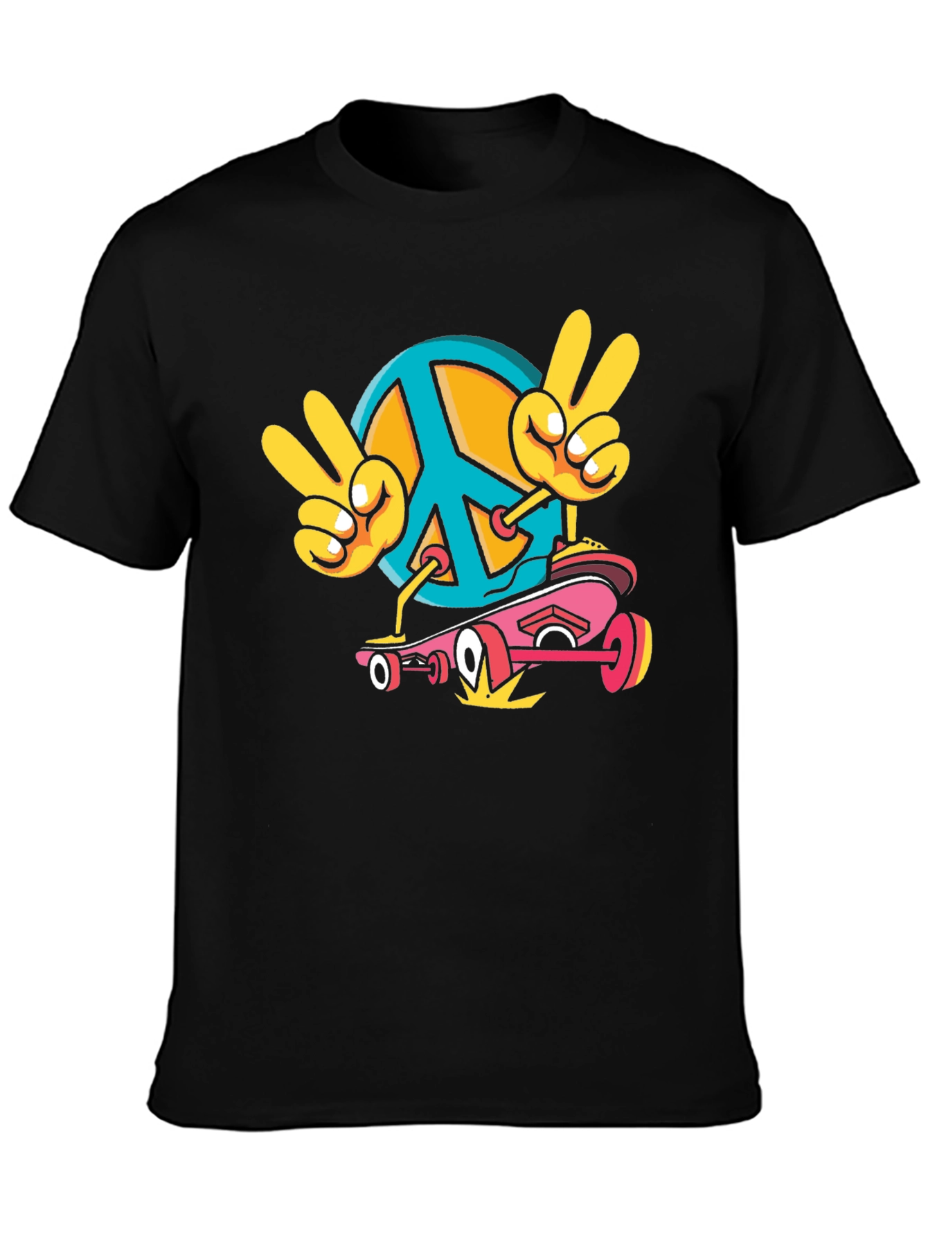 Peace Sign Skateboard Graphic T-Shirt