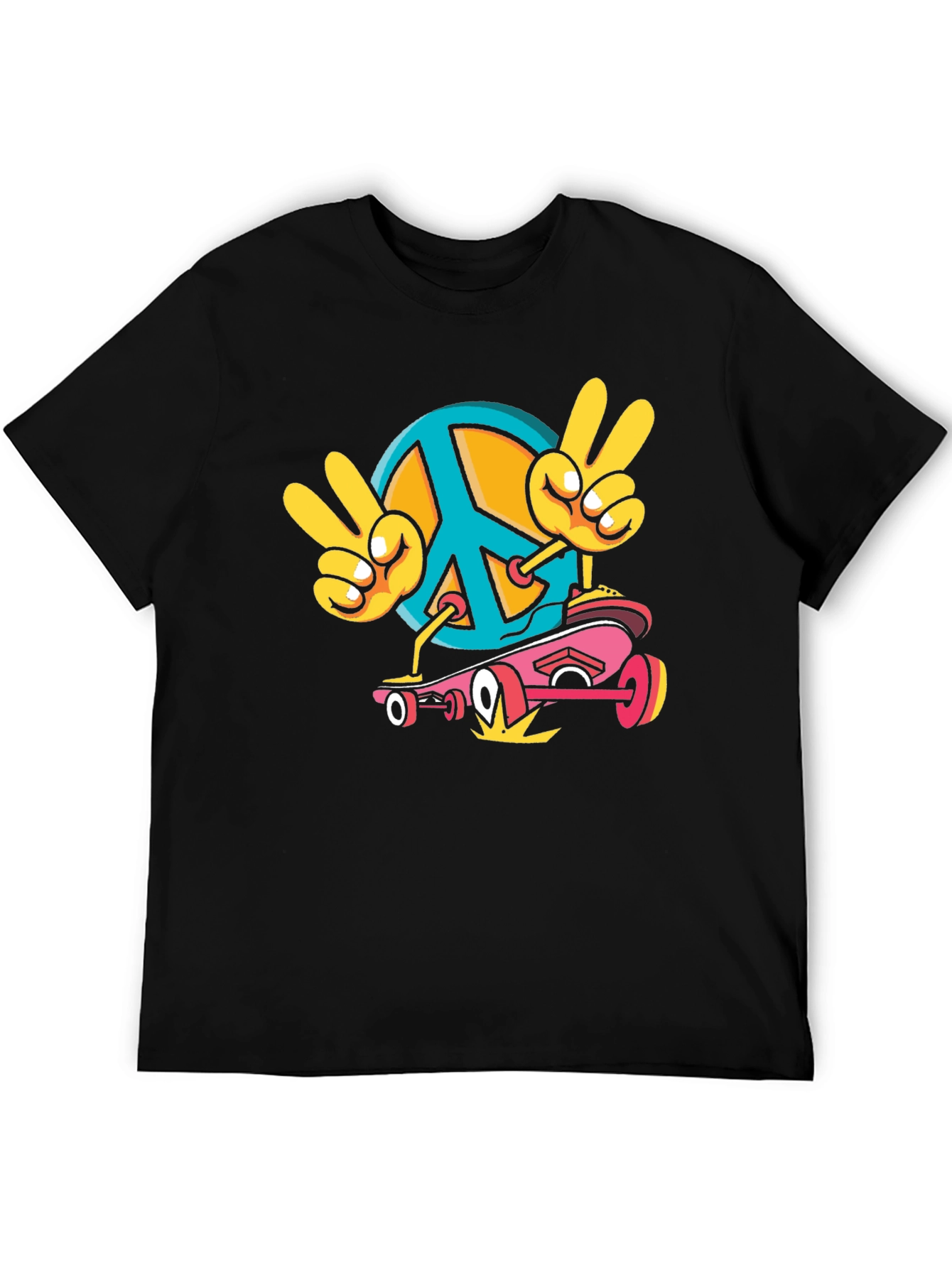 Peace Sign Skateboard Graphic T-Shirt