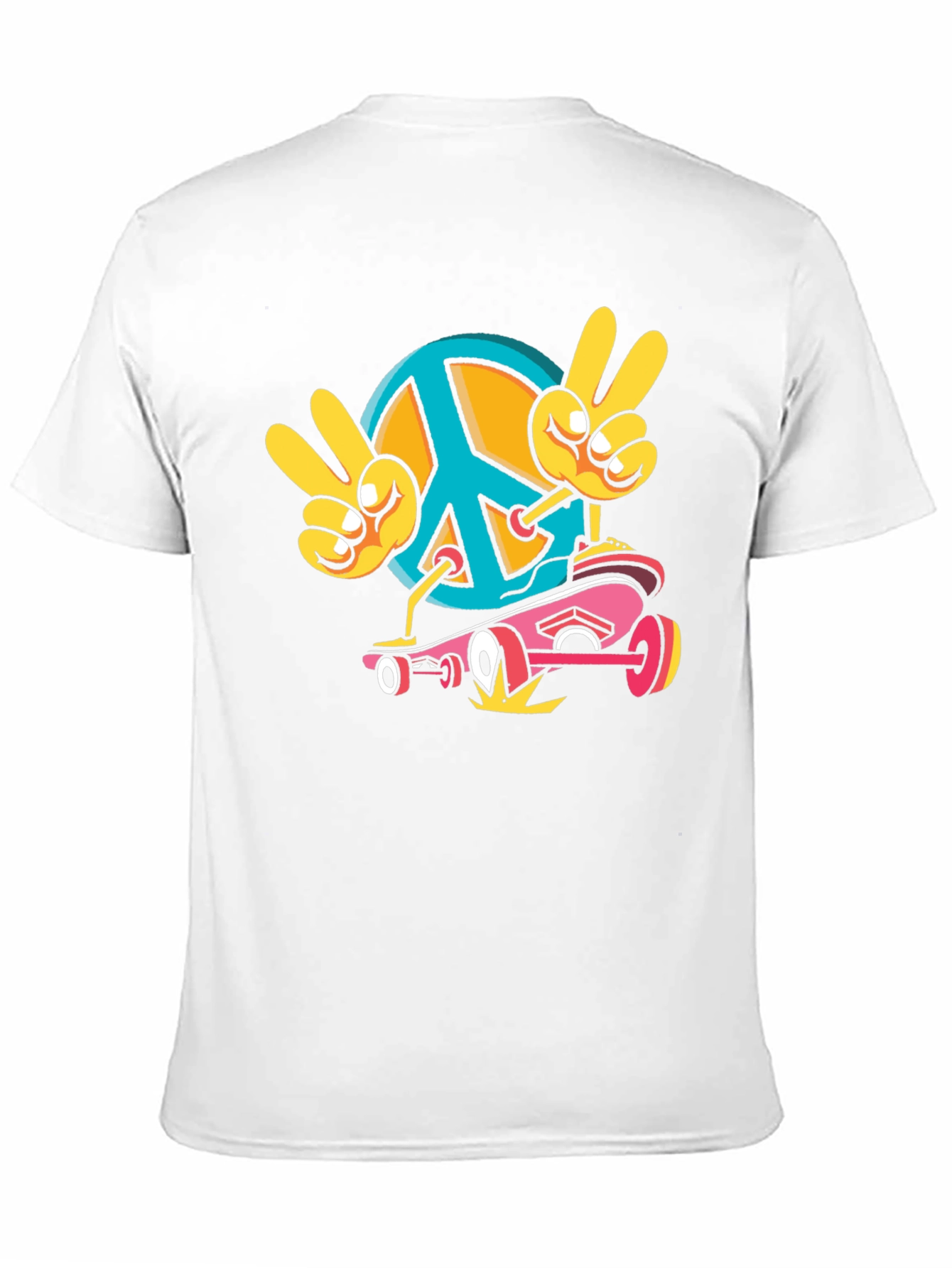 Peace Sign Skateboard Graphic T-Shirt
