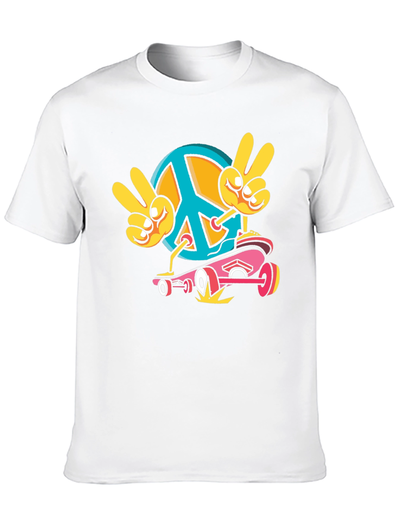 Peace Sign Skateboard Graphic T-Shirt