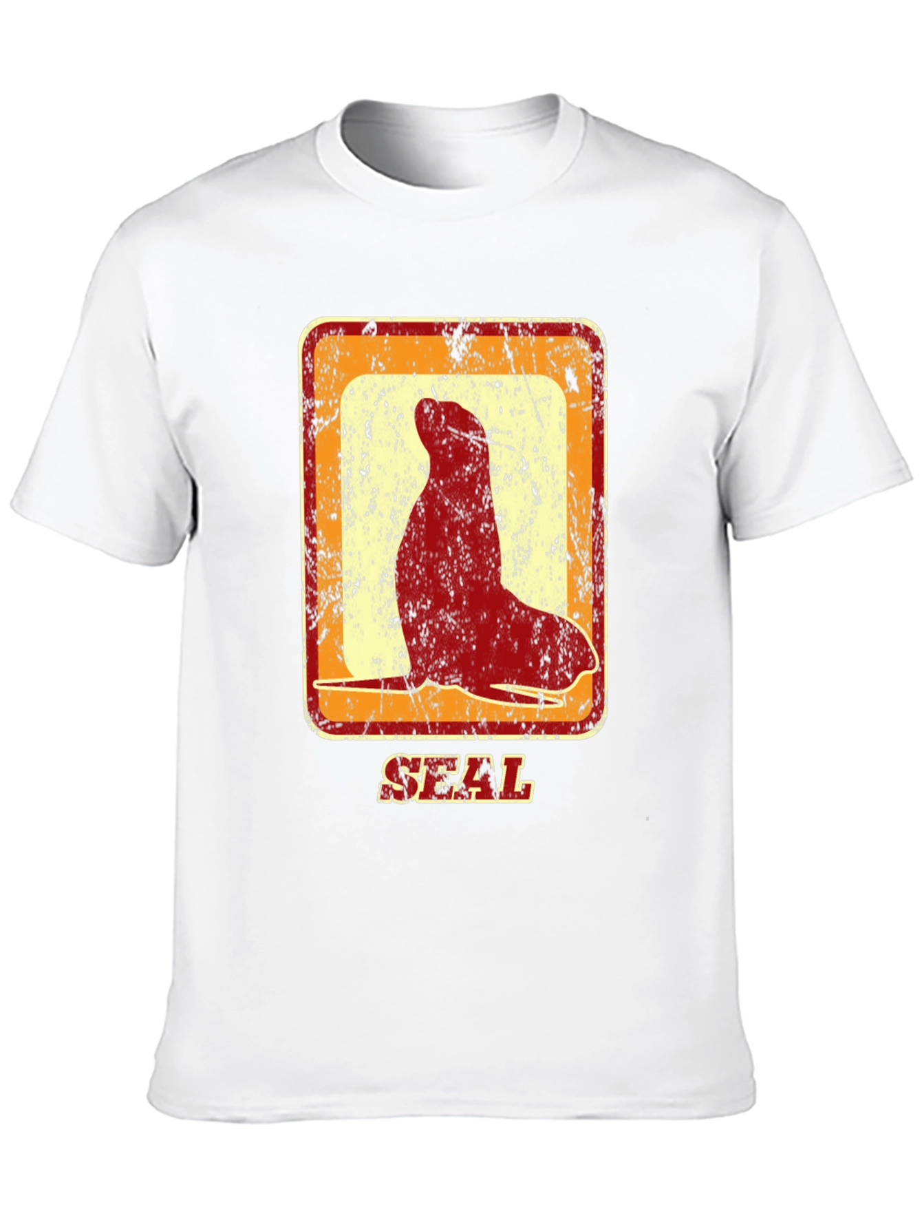 Retro Seal Graphic T-Shirt - Distressed Design