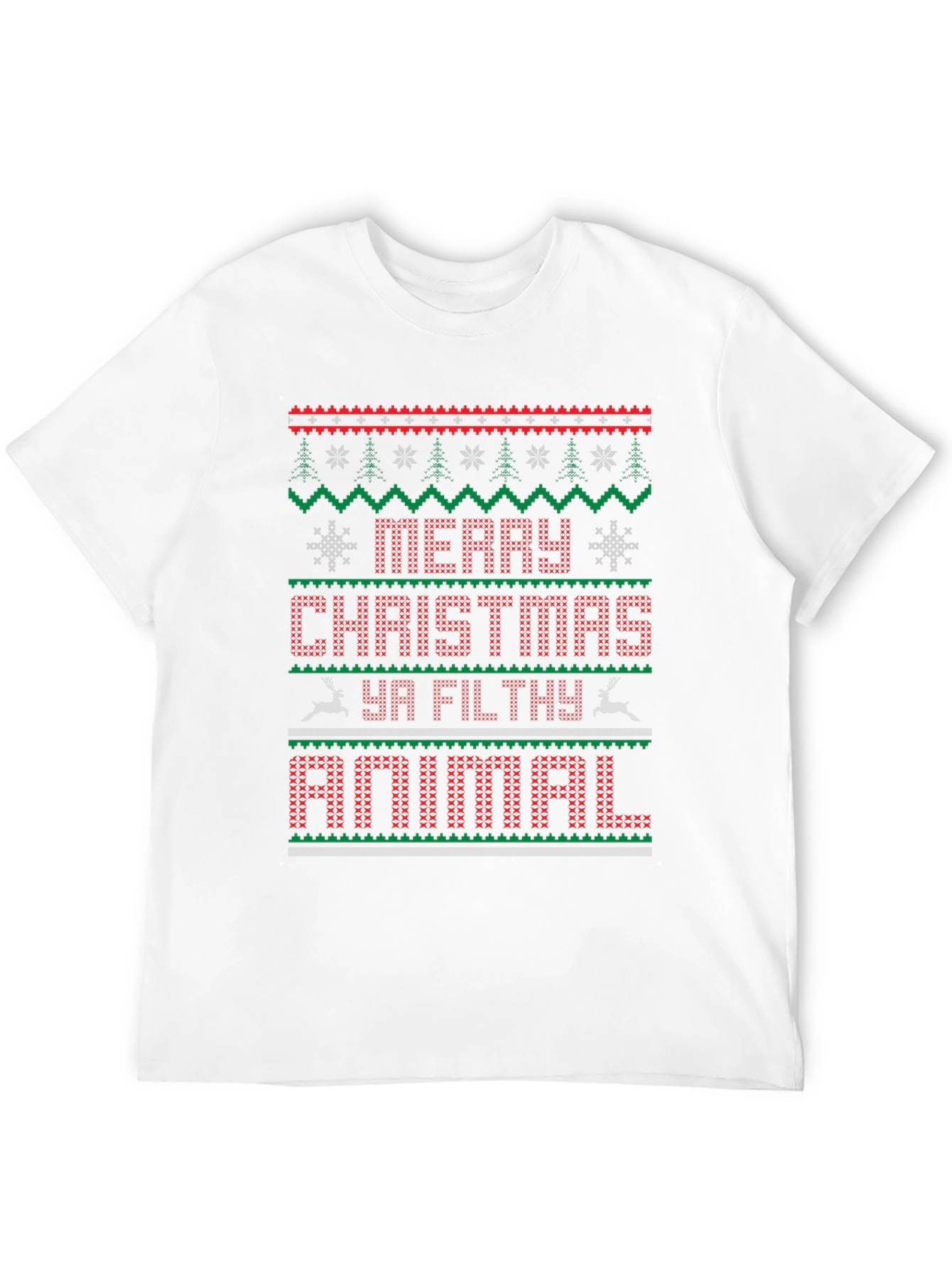 Merry Christmas Ya Filthy Animal Ugly Sweater Style T-Shirt