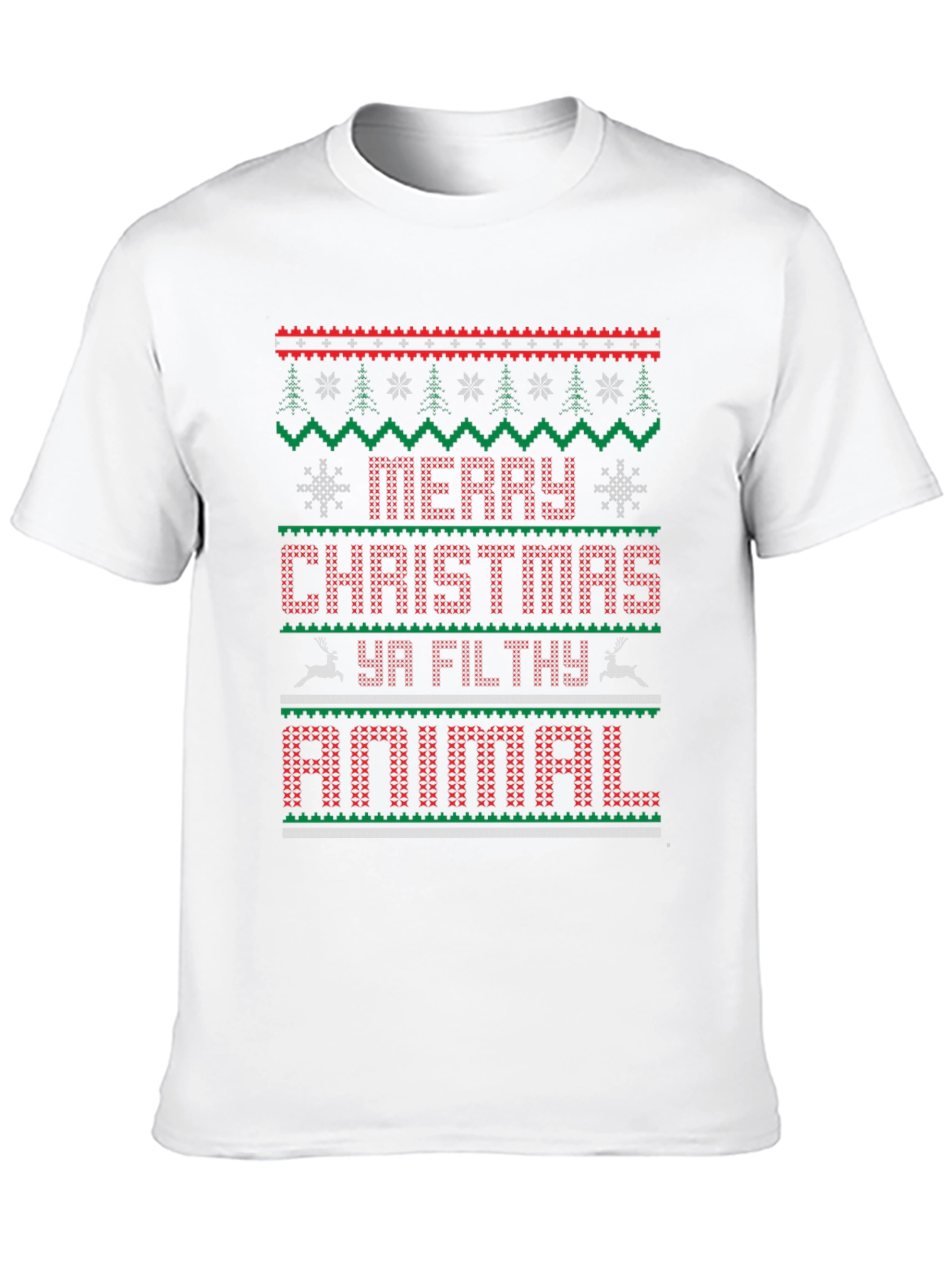 Merry Christmas Ya Filthy Animal Ugly Sweater Style T-Shirt