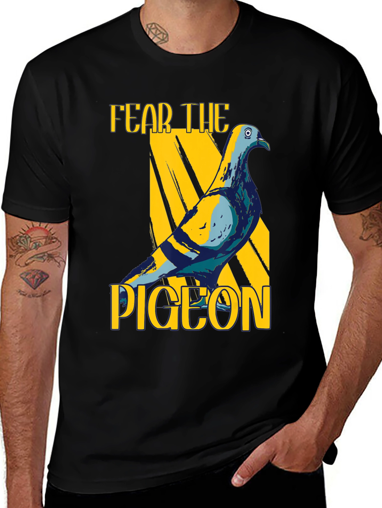 Fear The Pigeon Graphic T-Shirt - Black