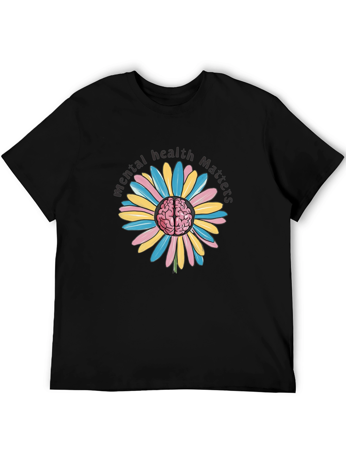 Mental Health Matters Brain Flower Graphic Tee