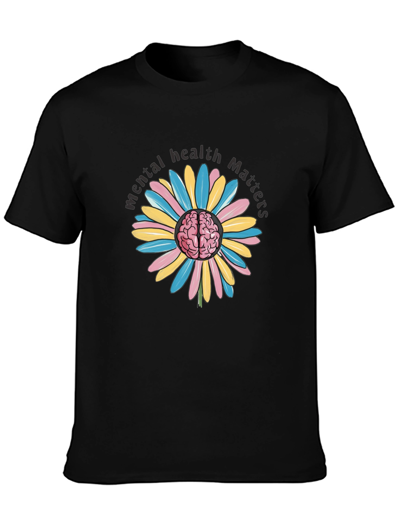 Mental Health Matters Brain Flower Graphic Tee