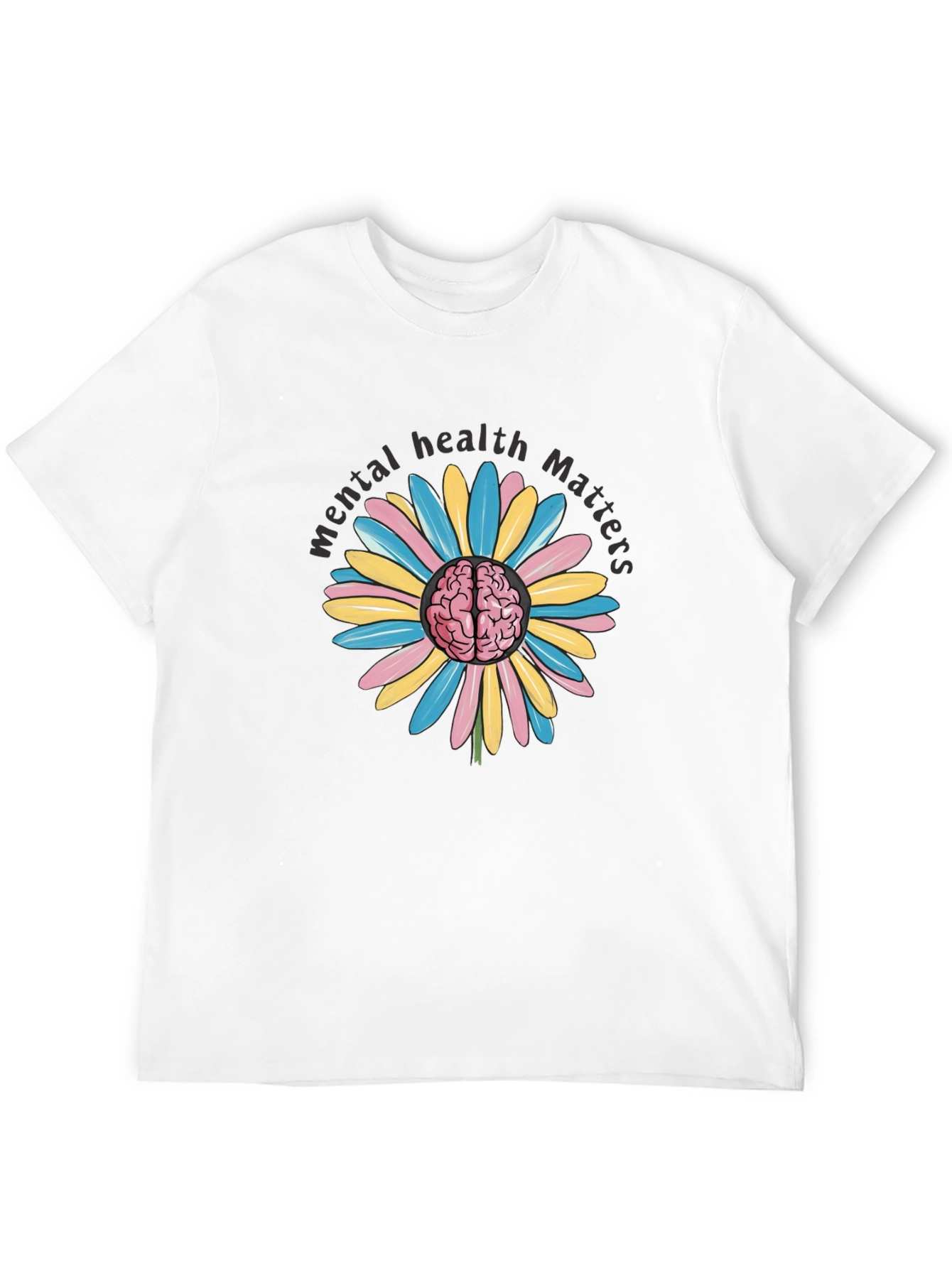 Mental Health Matters Brain Flower Graphic Tee