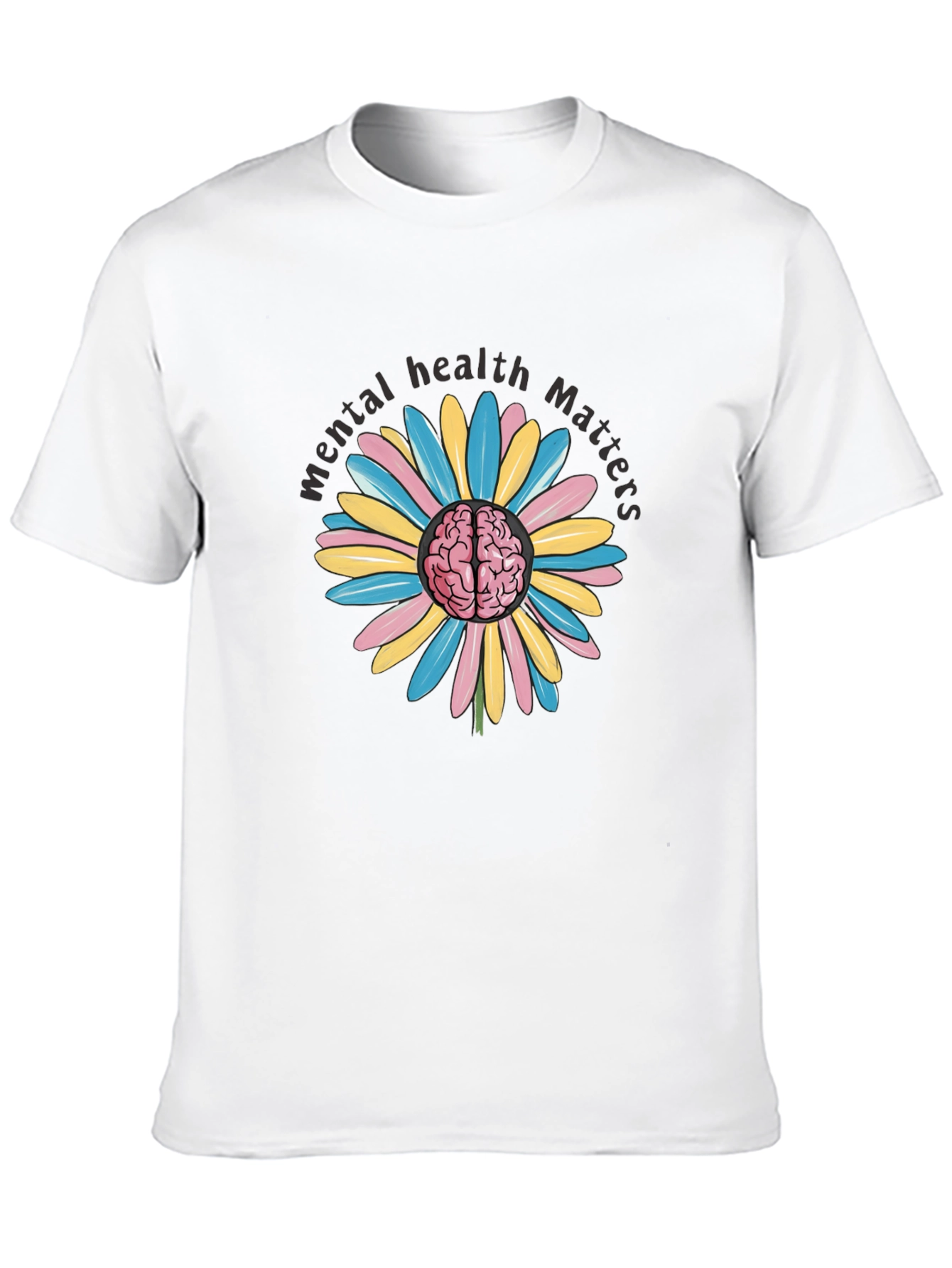 Mental Health Matters Brain Flower Graphic Tee