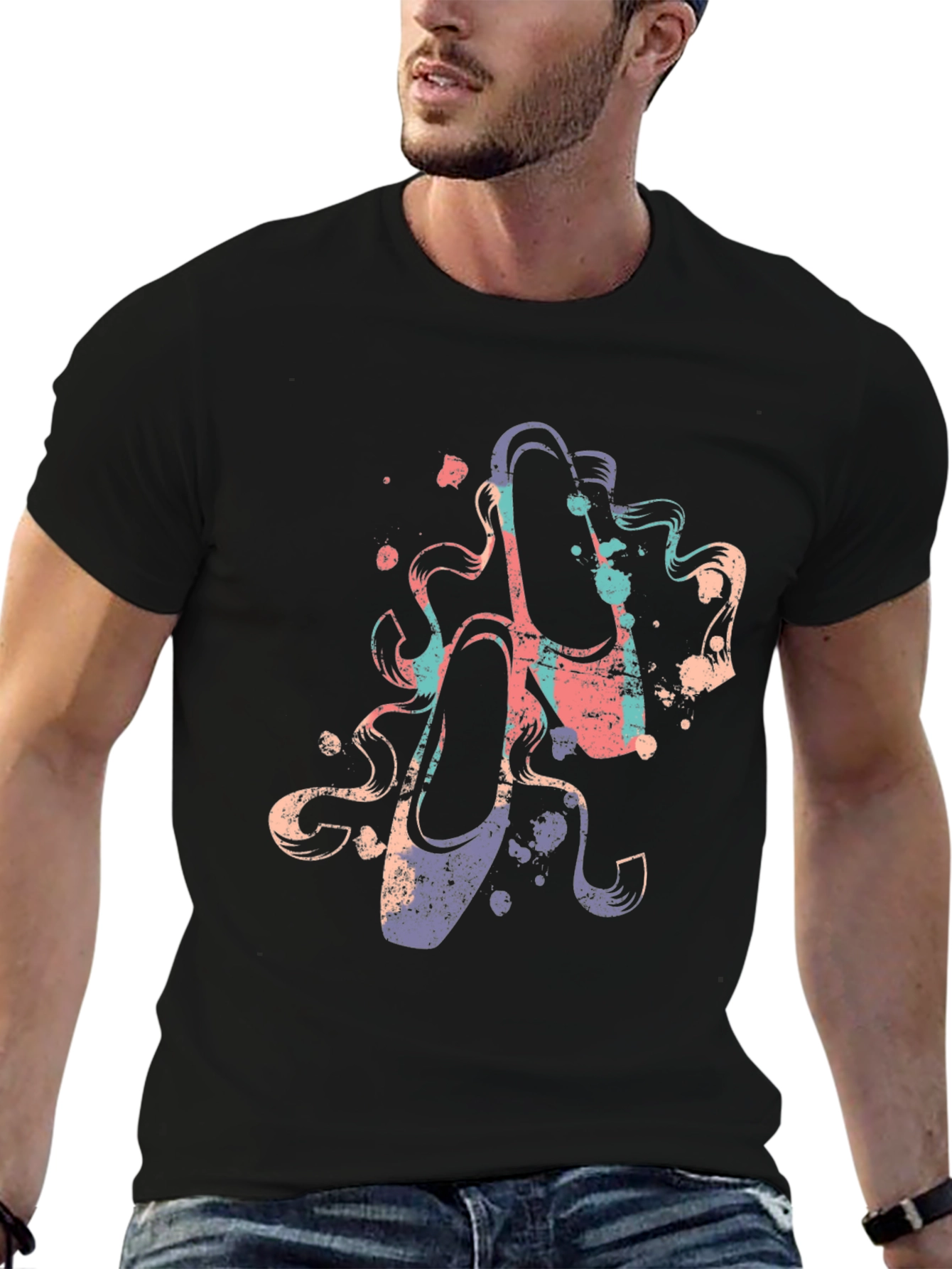 Ballet Shoe Graphic Tee - Artsy Black T-Shirt