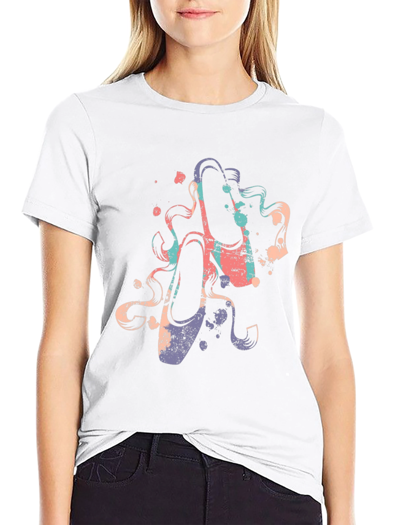 Ballet Shoe Graphic Tee - Artsy Black T-Shirt