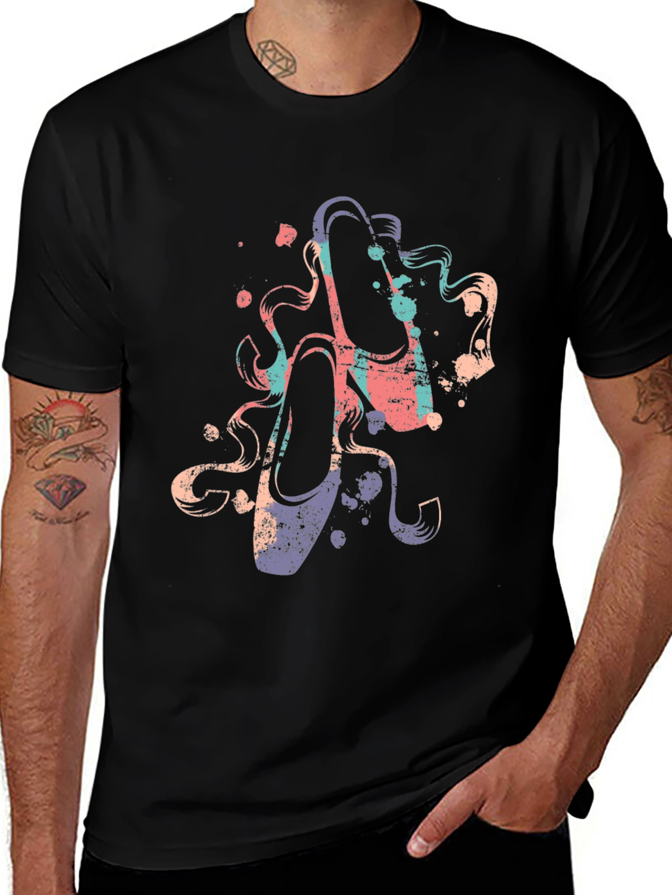 Ballet Shoe Graphic Tee - Artsy Black T-Shirt