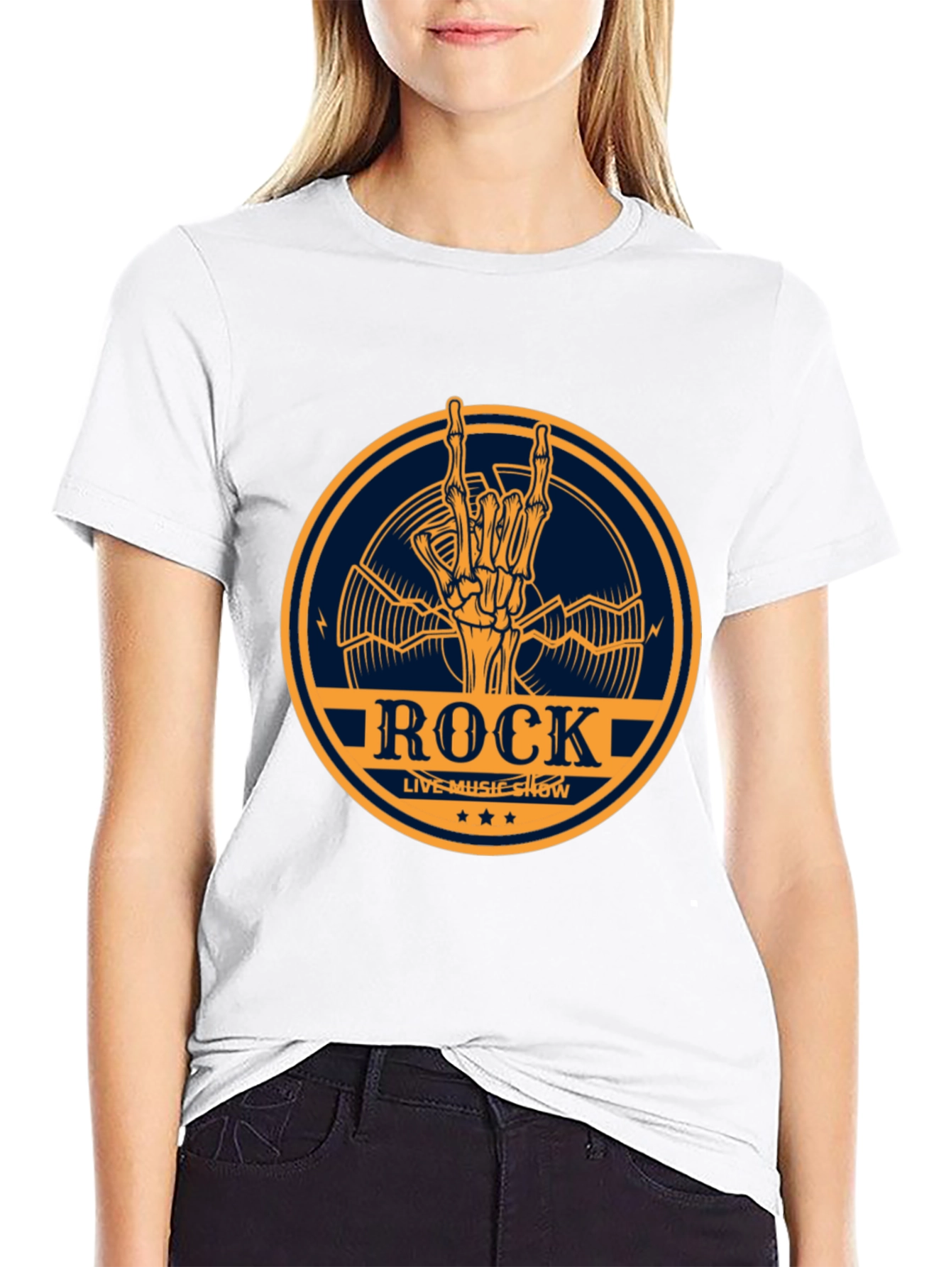 Rock Music Show T-Shirt - Skeleton Hand Design