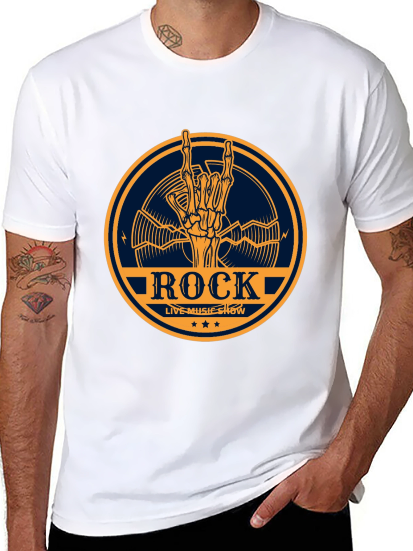 Rock Music Show T-Shirt - Skeleton Hand Design