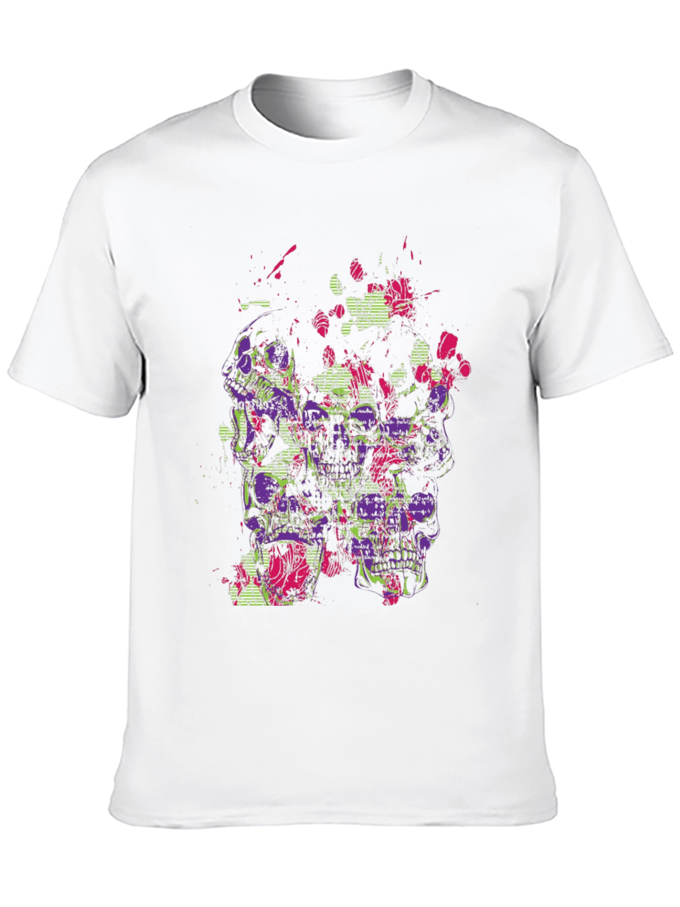 Skull Floral Graphic Mens Black T-Shirt