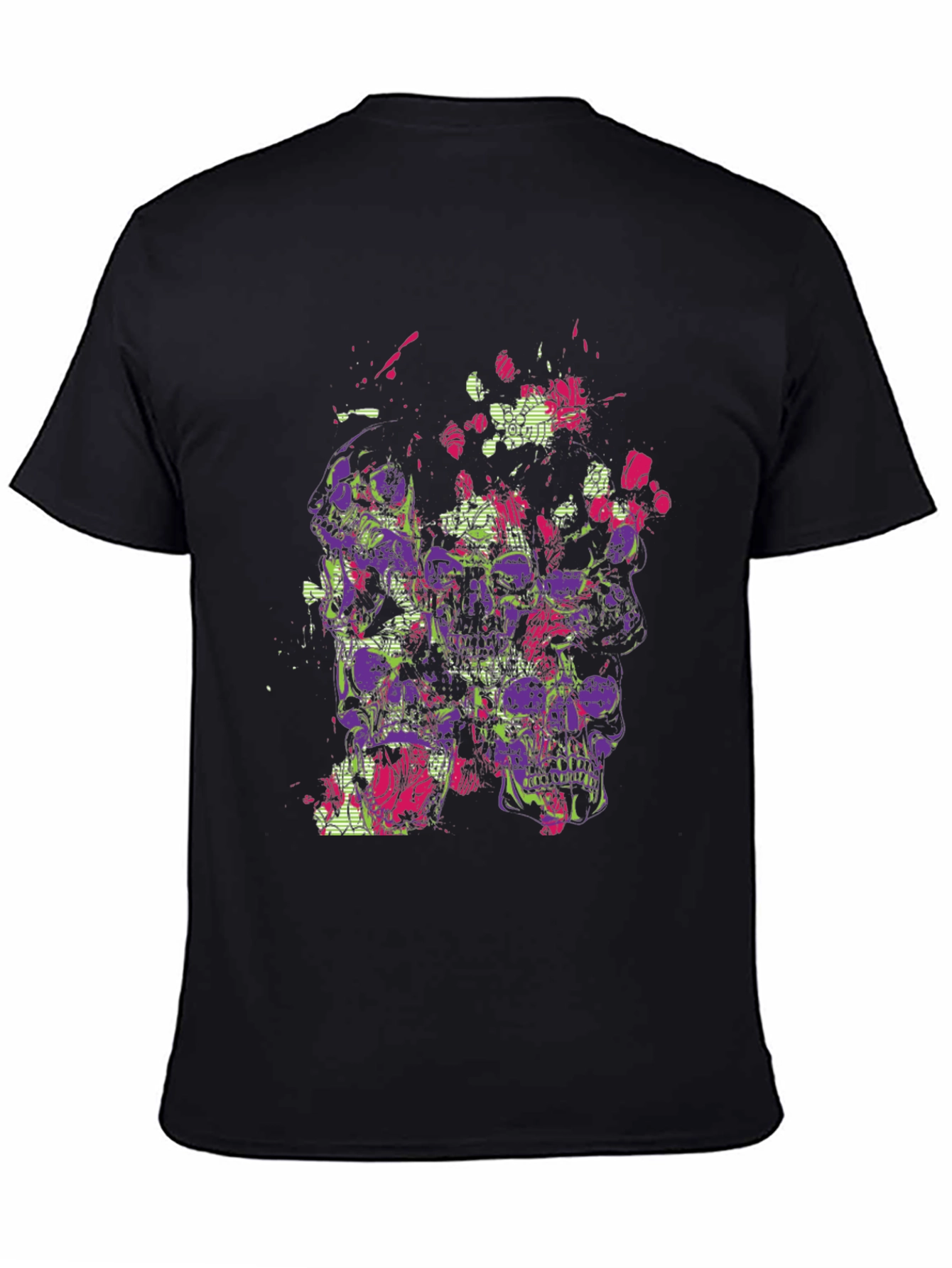 Skull Floral Graphic Mens Black T-Shirt