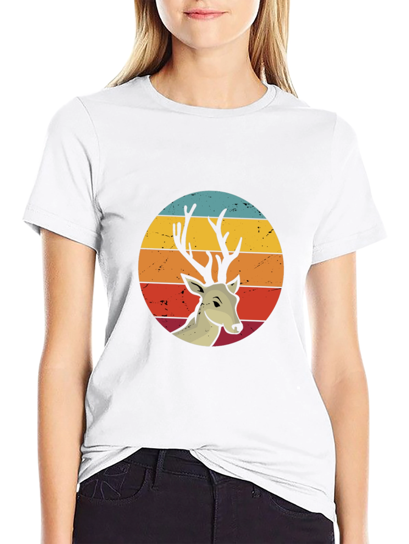 Retro Deer Graphic Tee - Nature Lovers Shirt