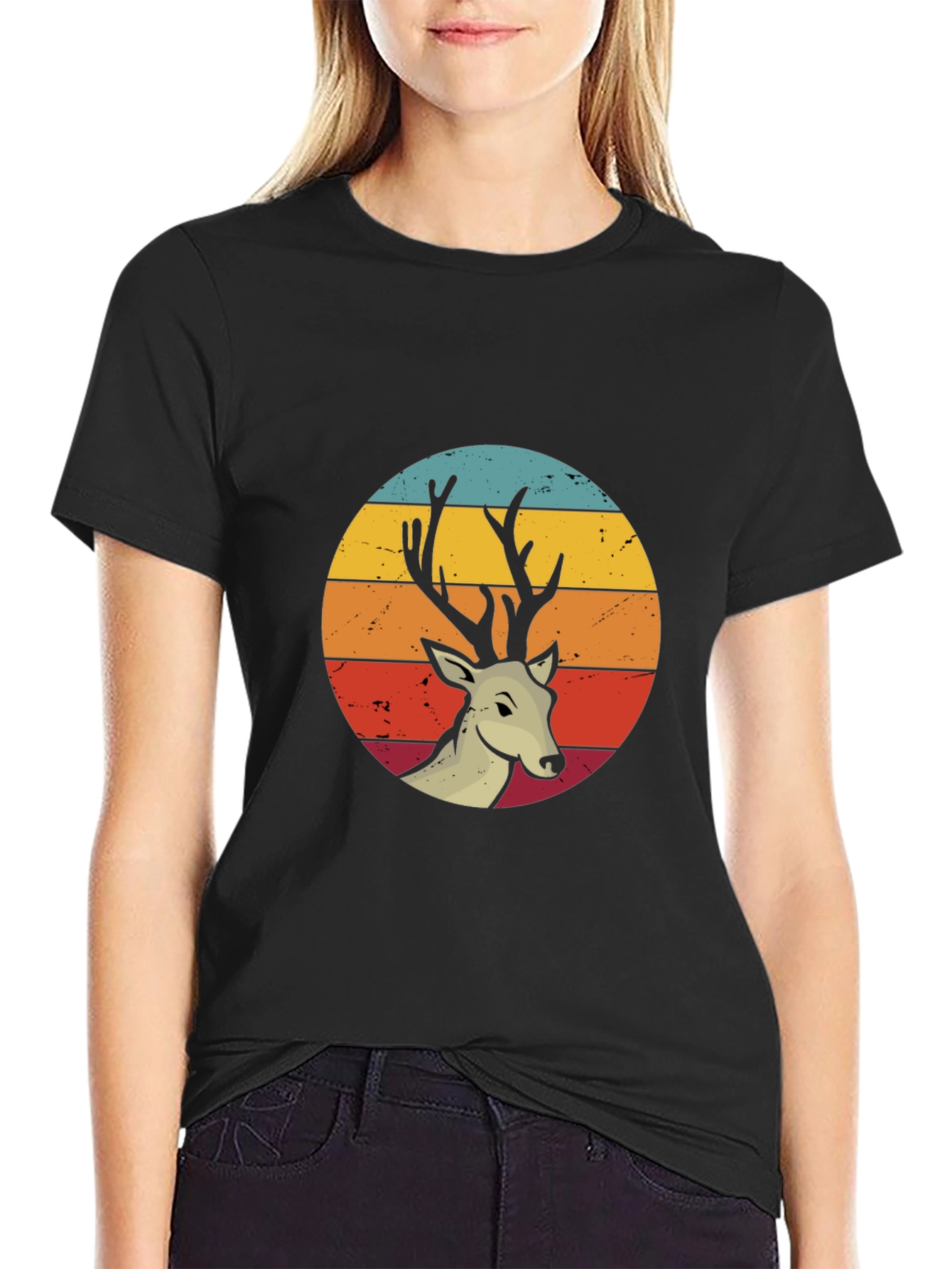 Retro Deer Graphic Tee - Nature Lovers Shirt