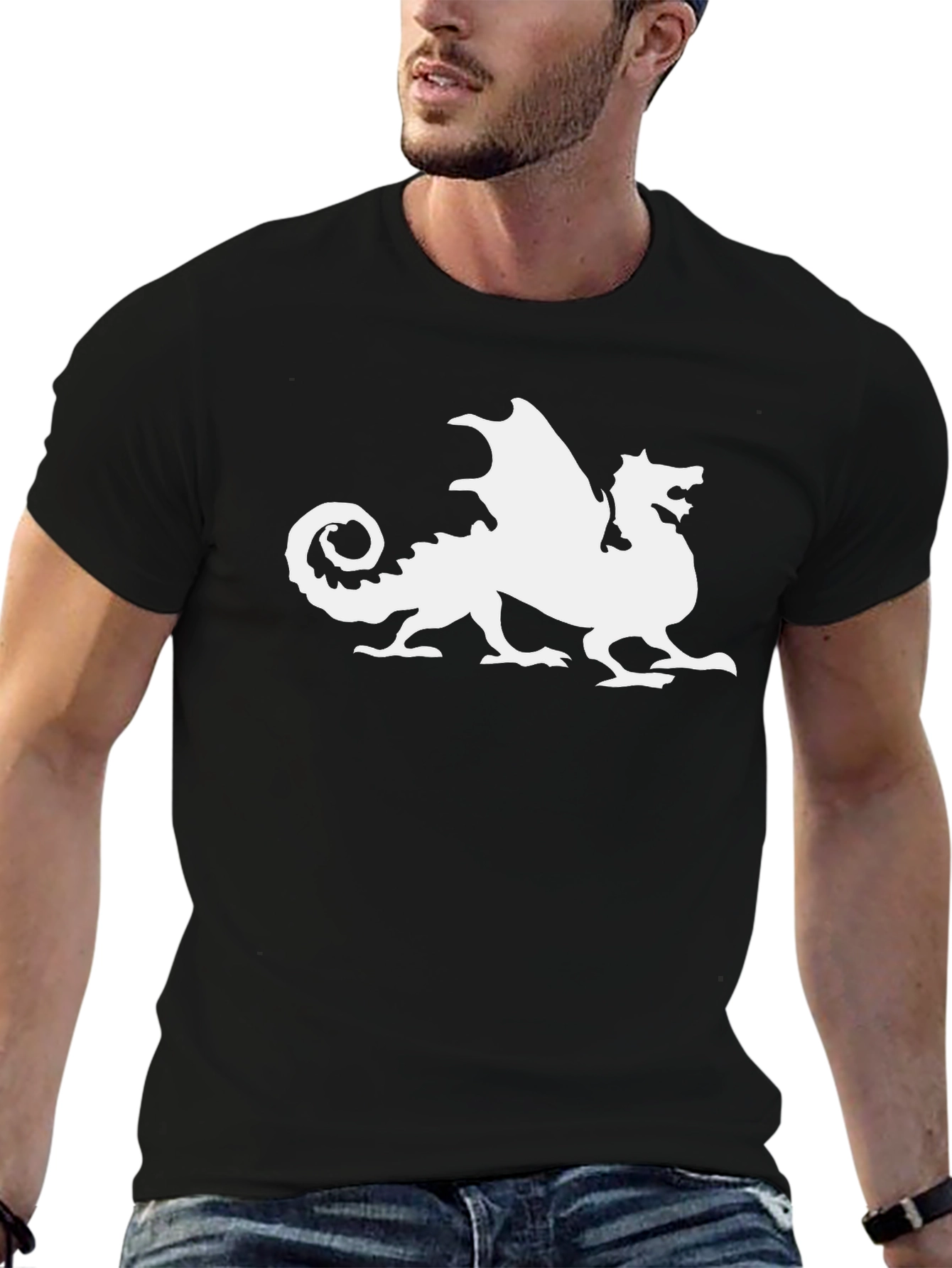 Dragon Graphic Tee - Black Cotton Blend T-Shirt