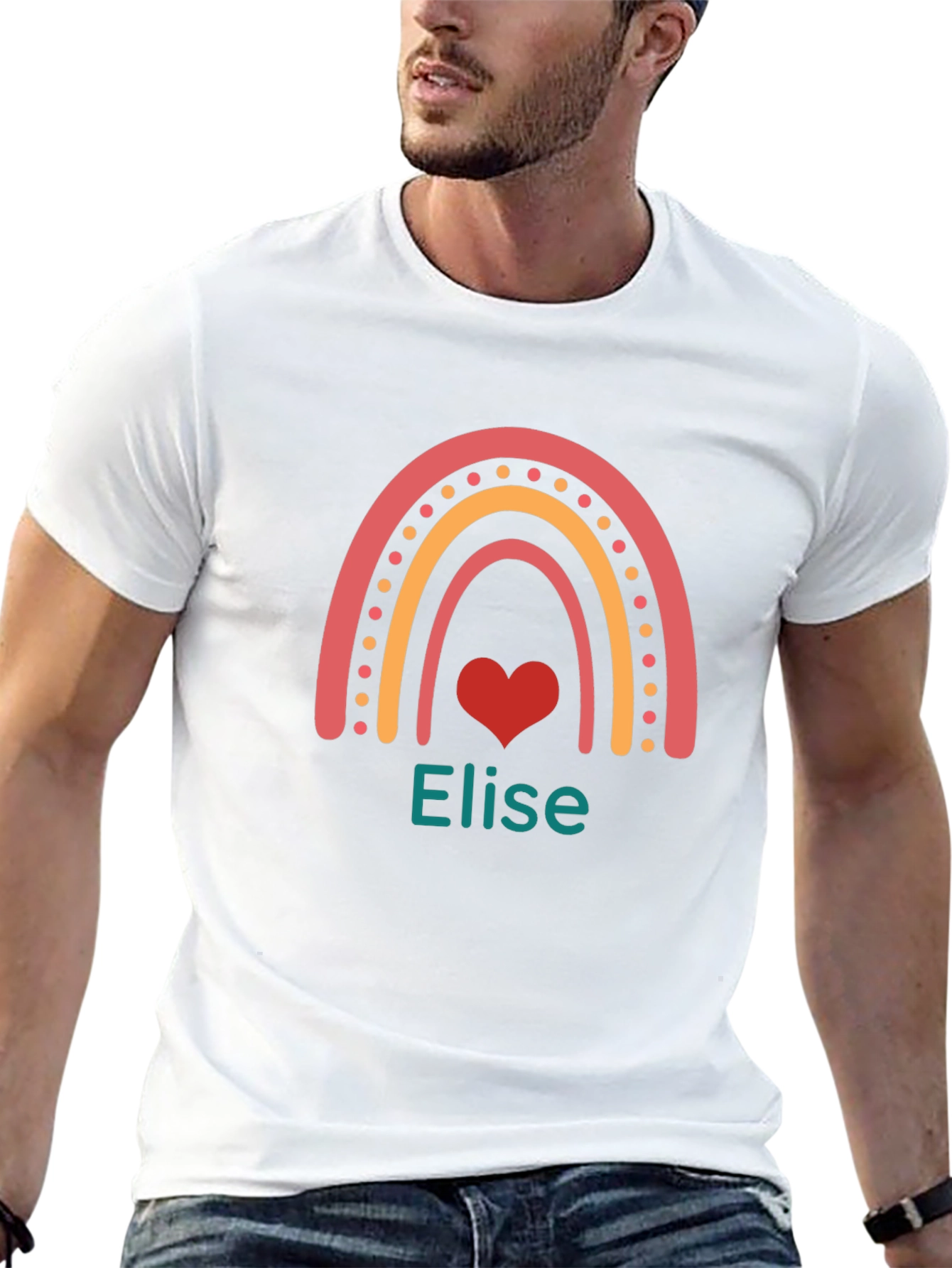 Personalized Rainbow Heart T-Shirt