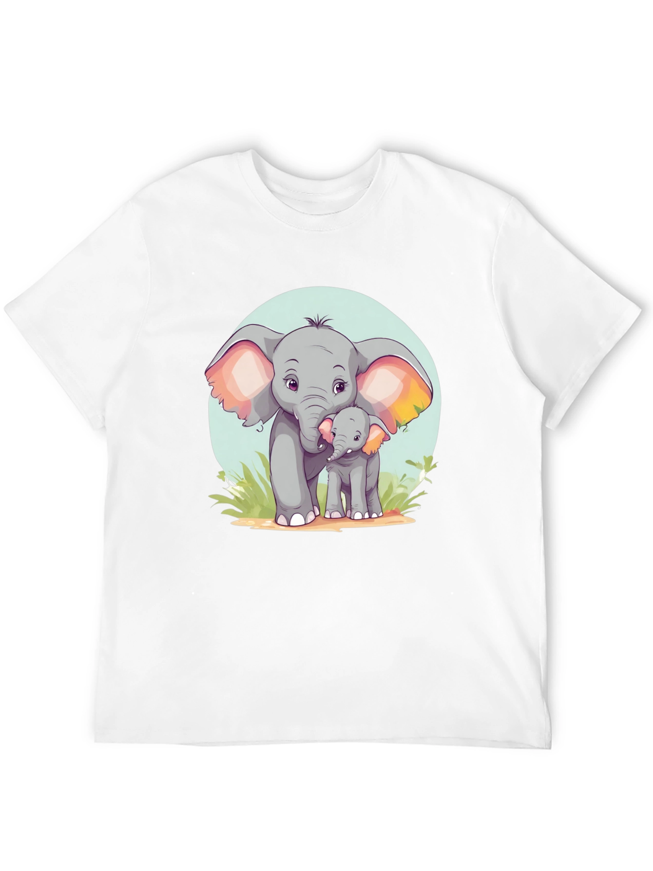 Cute Elephant Family Graphic Tee - Unisex Black T-Shirt