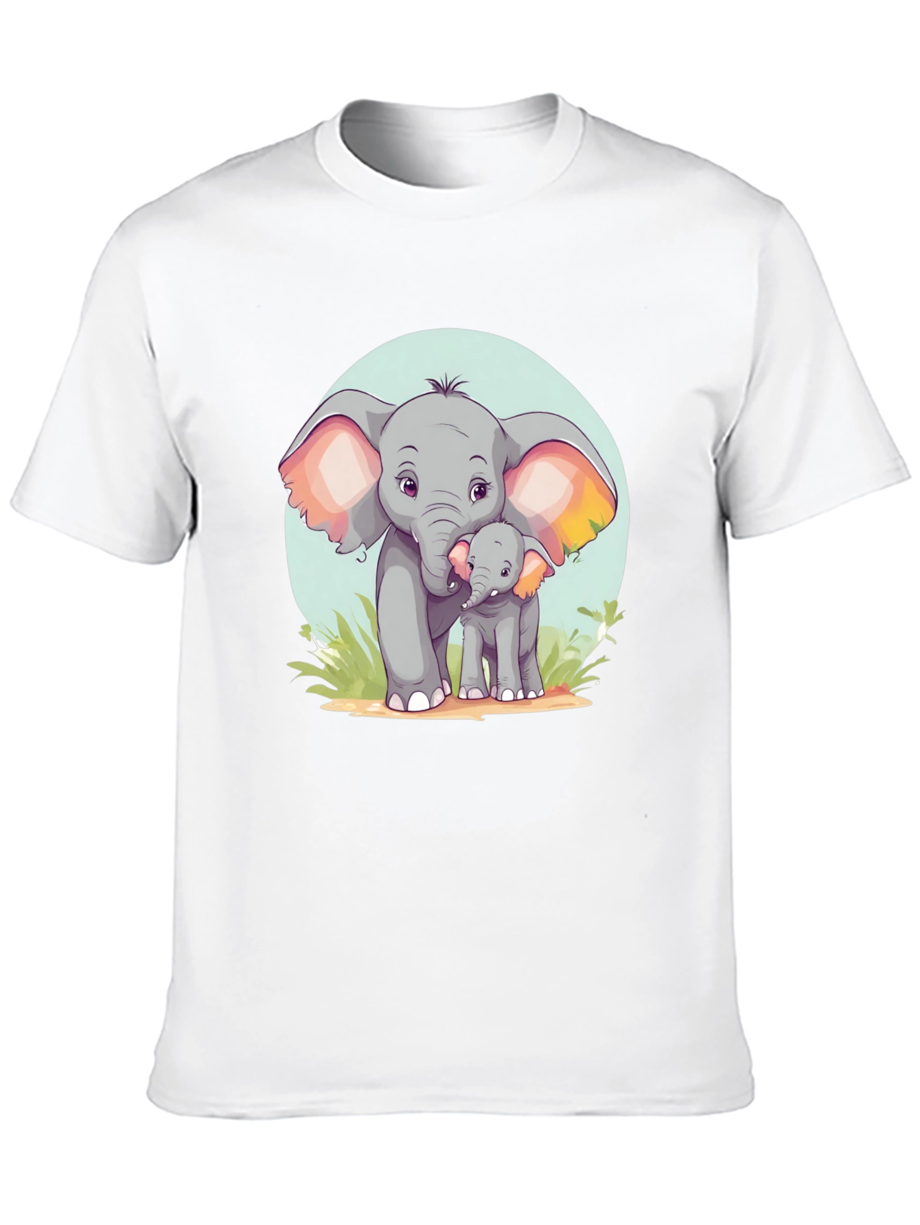 Cute Elephant Family Graphic Tee - Unisex Black T-Shirt