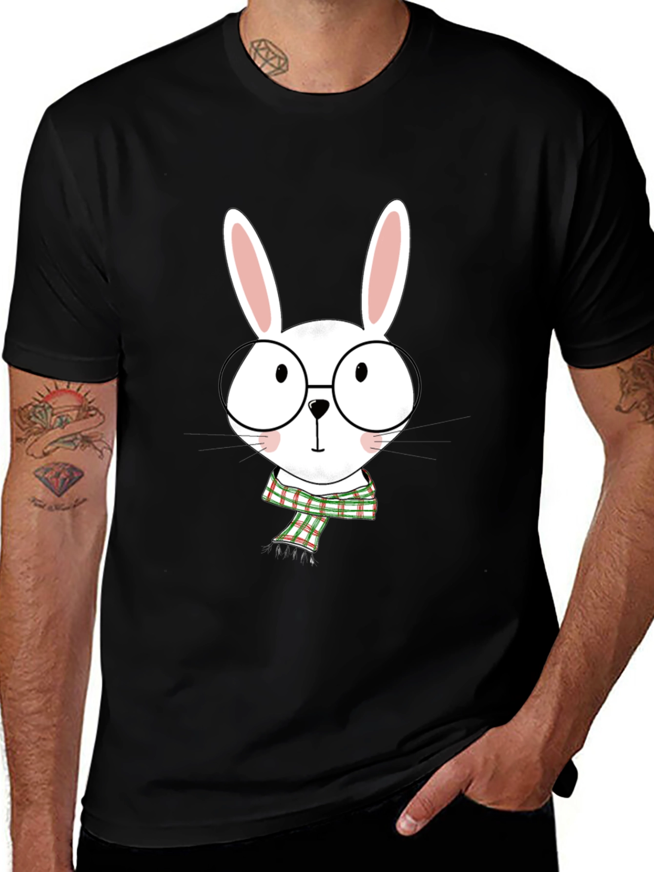Cute Bunny with Glasses Graphic T-Shirt