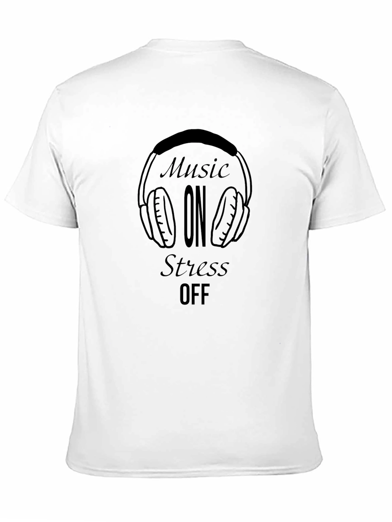 Music On Stress Off Black T-Shirt