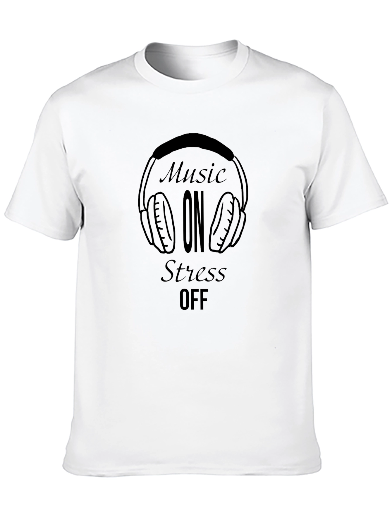 Music On Stress Off Black T-Shirt
