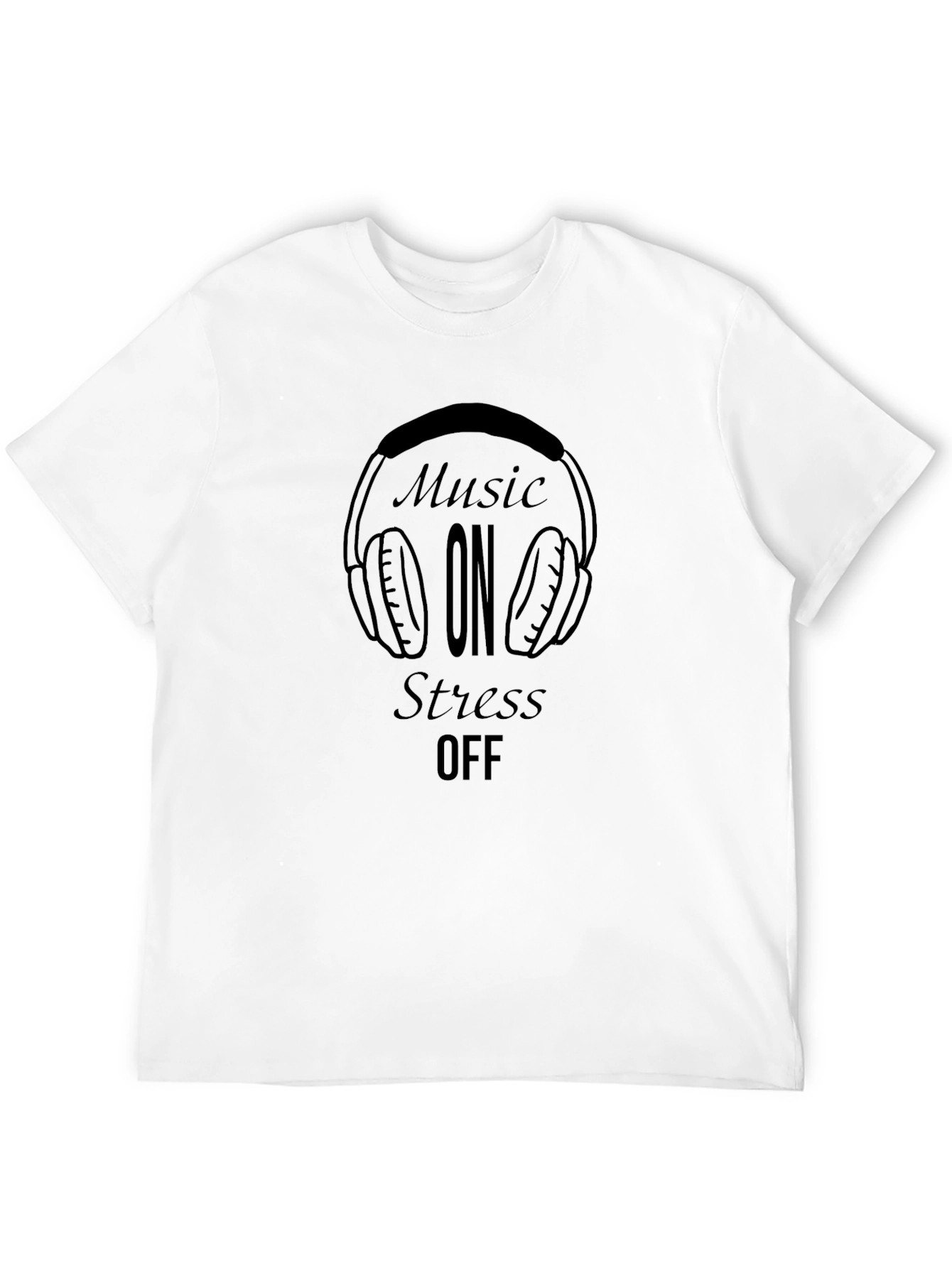 Music On Stress Off Black T-Shirt