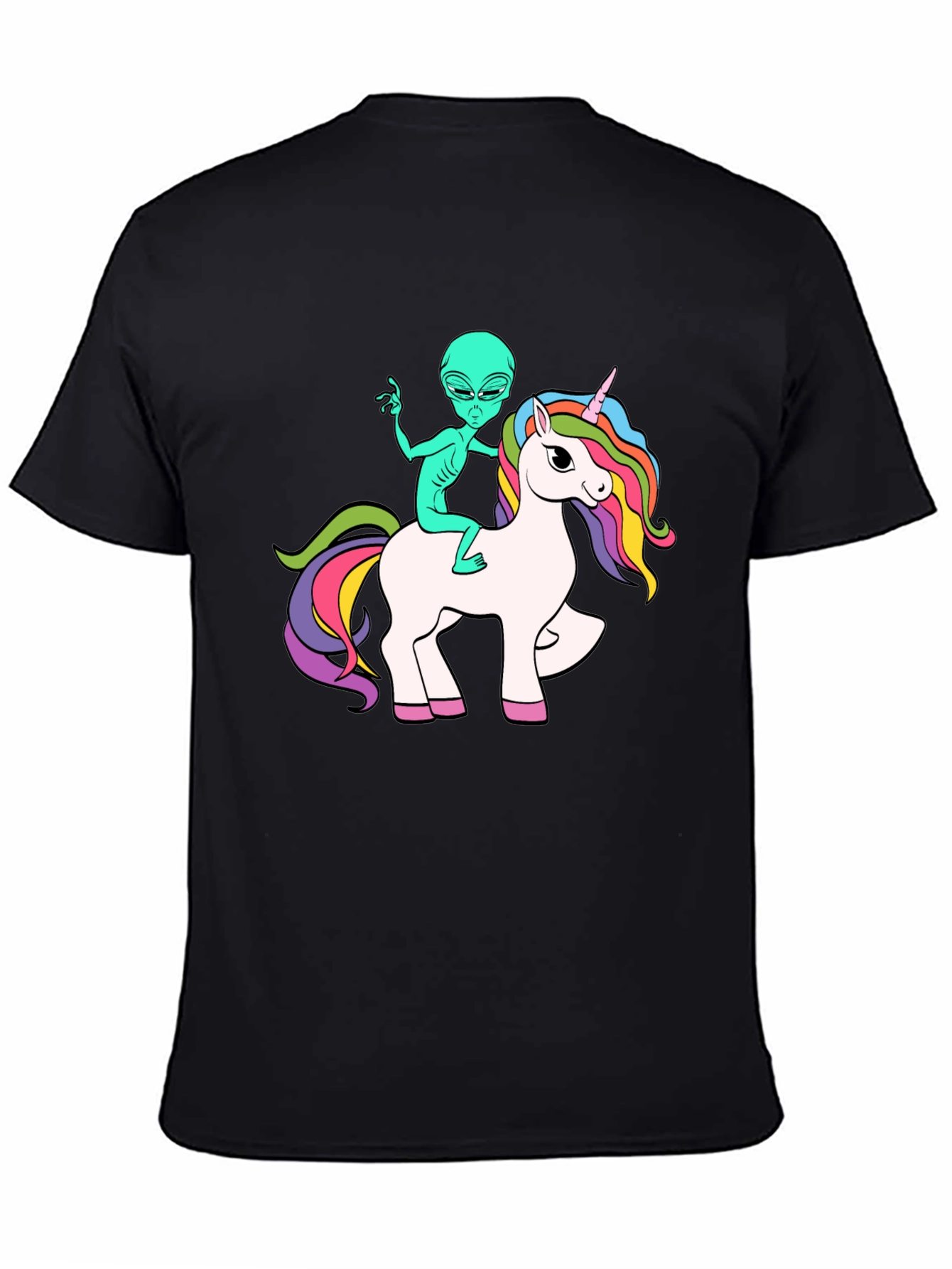 Alien Riding Unicorn Graphic T-Shirt