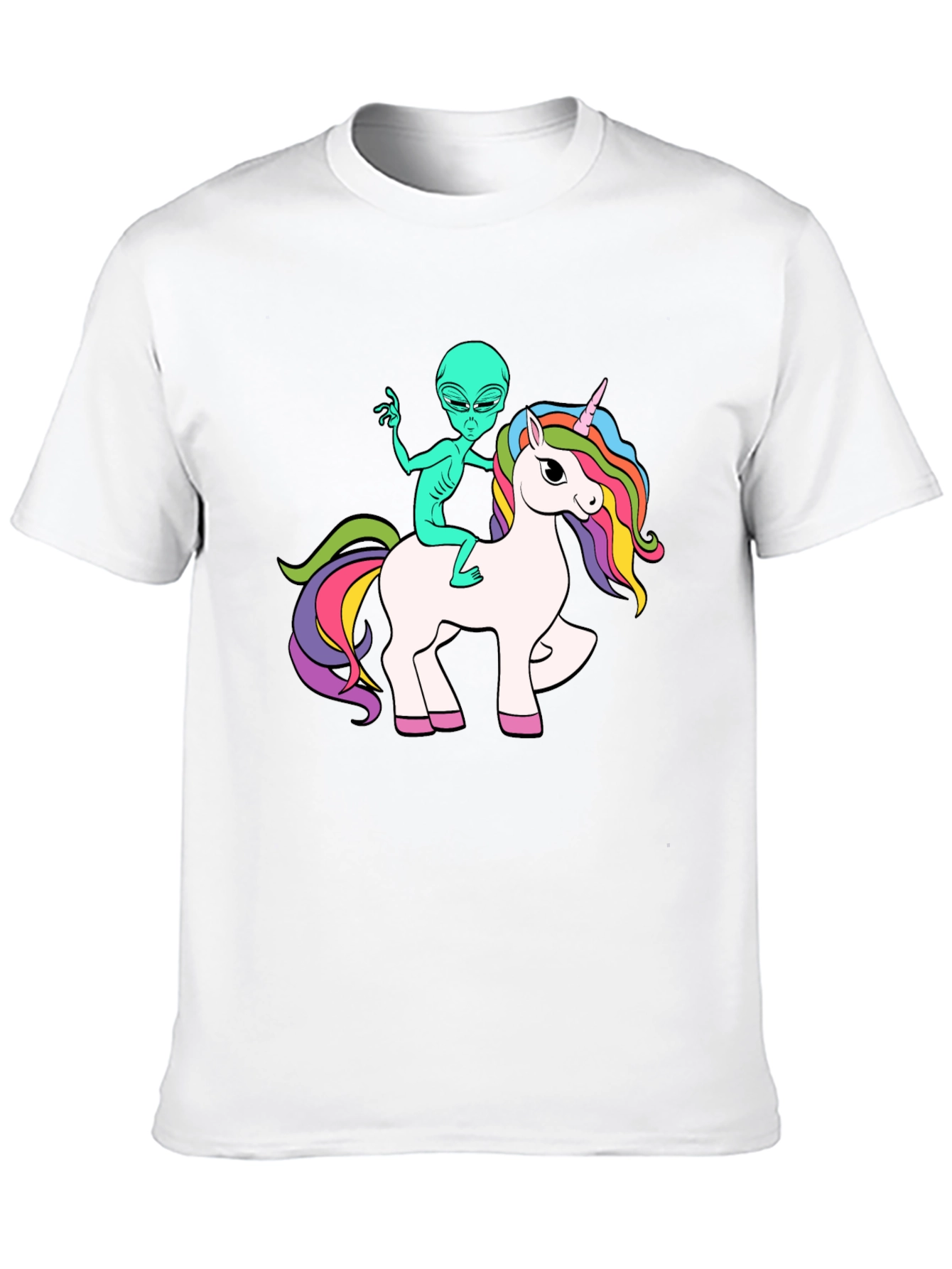 Alien Riding Unicorn Graphic T-Shirt