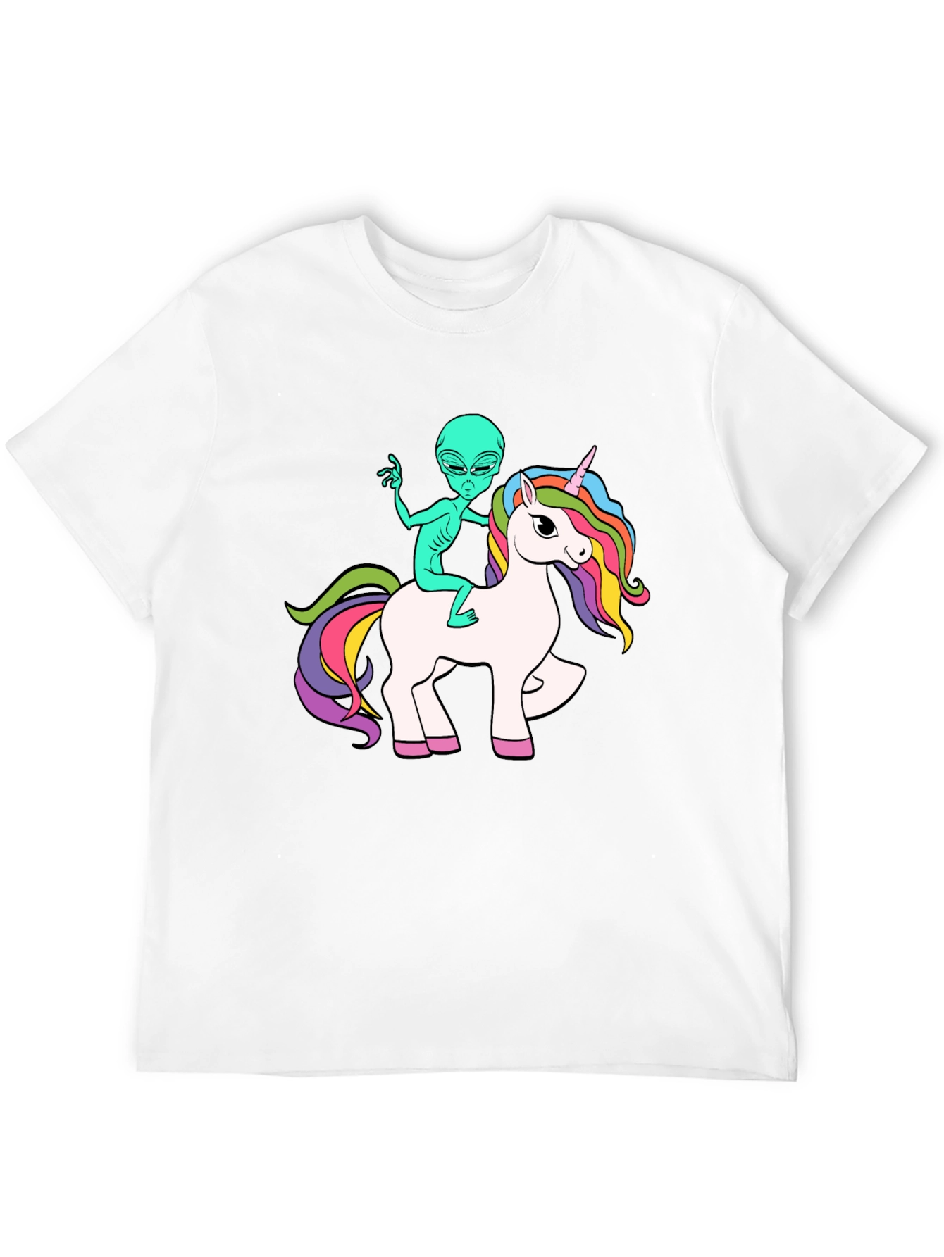 Alien Riding Unicorn Graphic T-Shirt